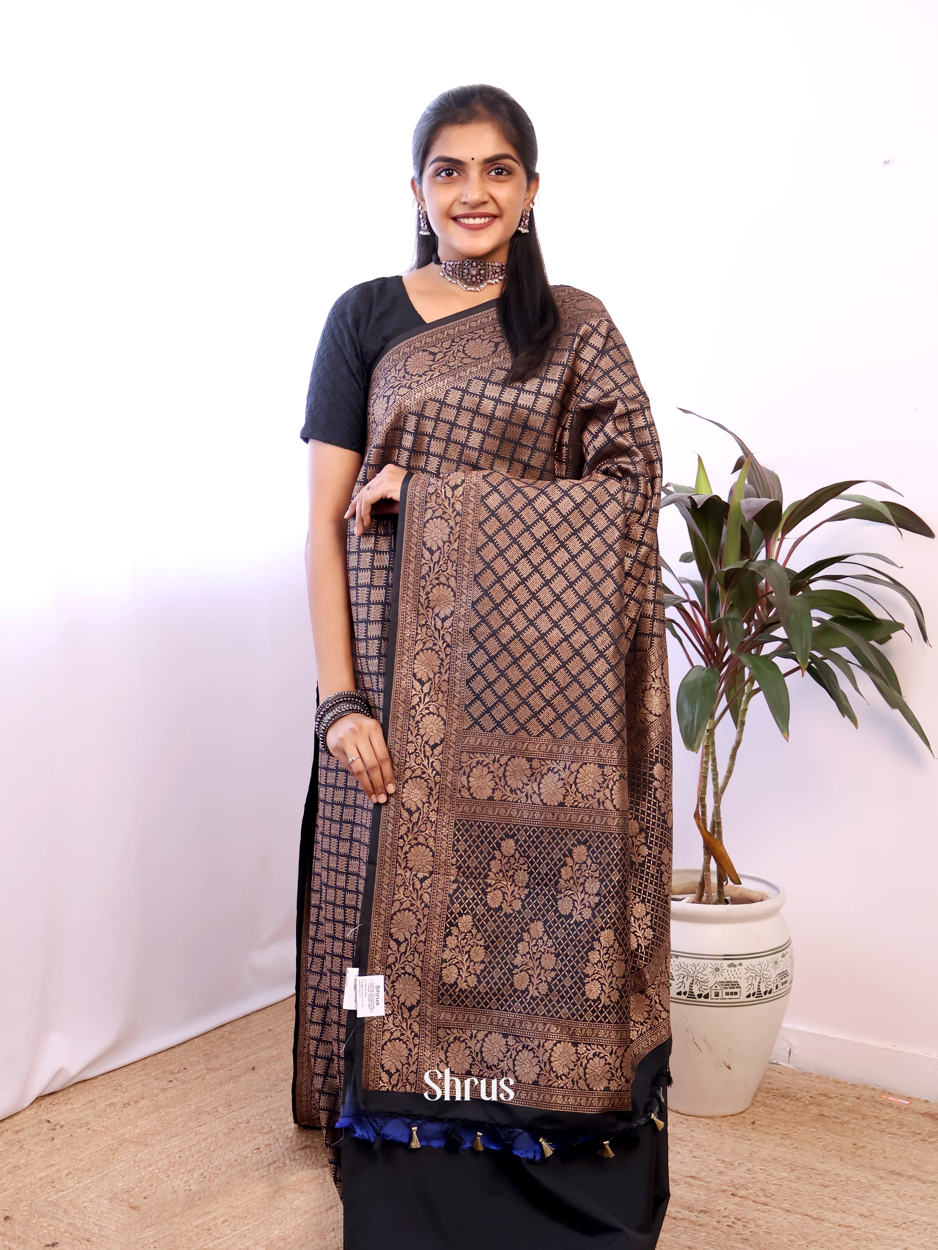 Black - Semi Banarasi Saree