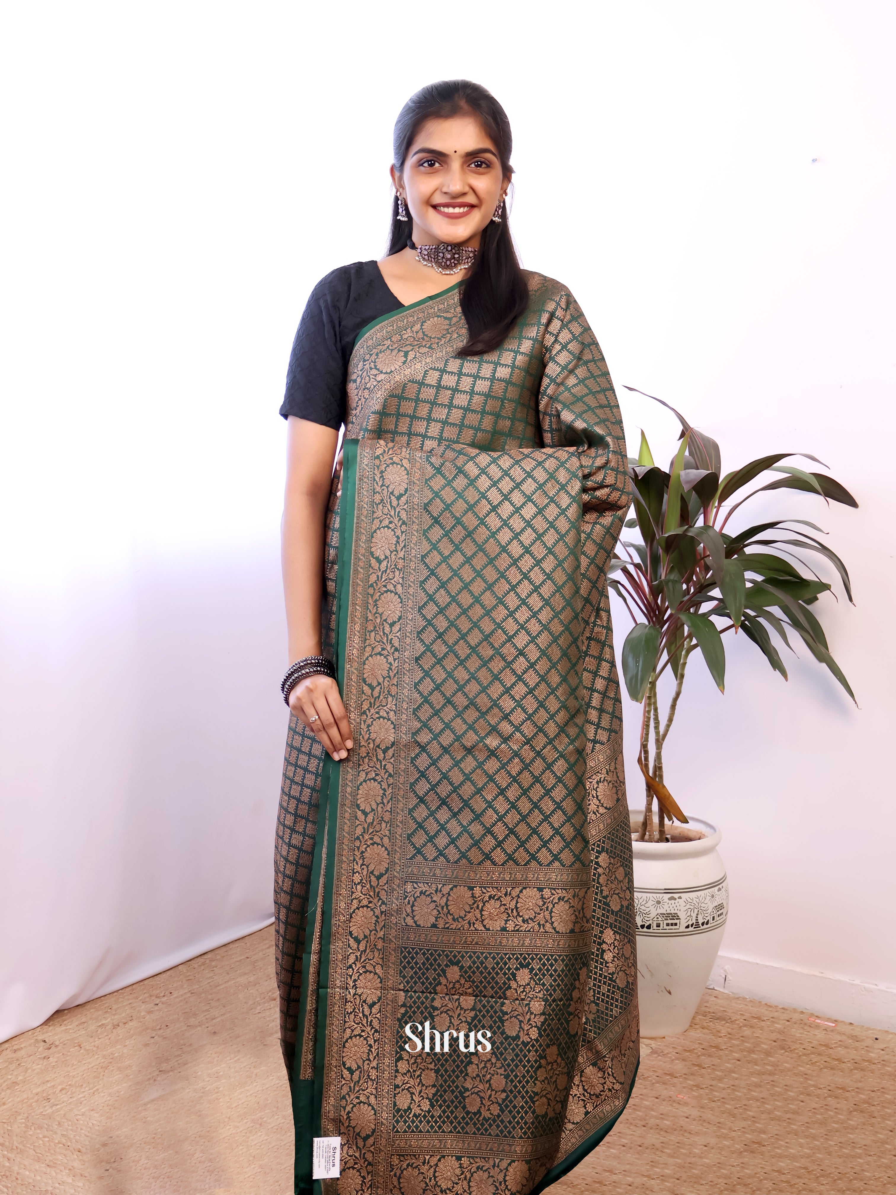 Green - Semi Banarasi Saree