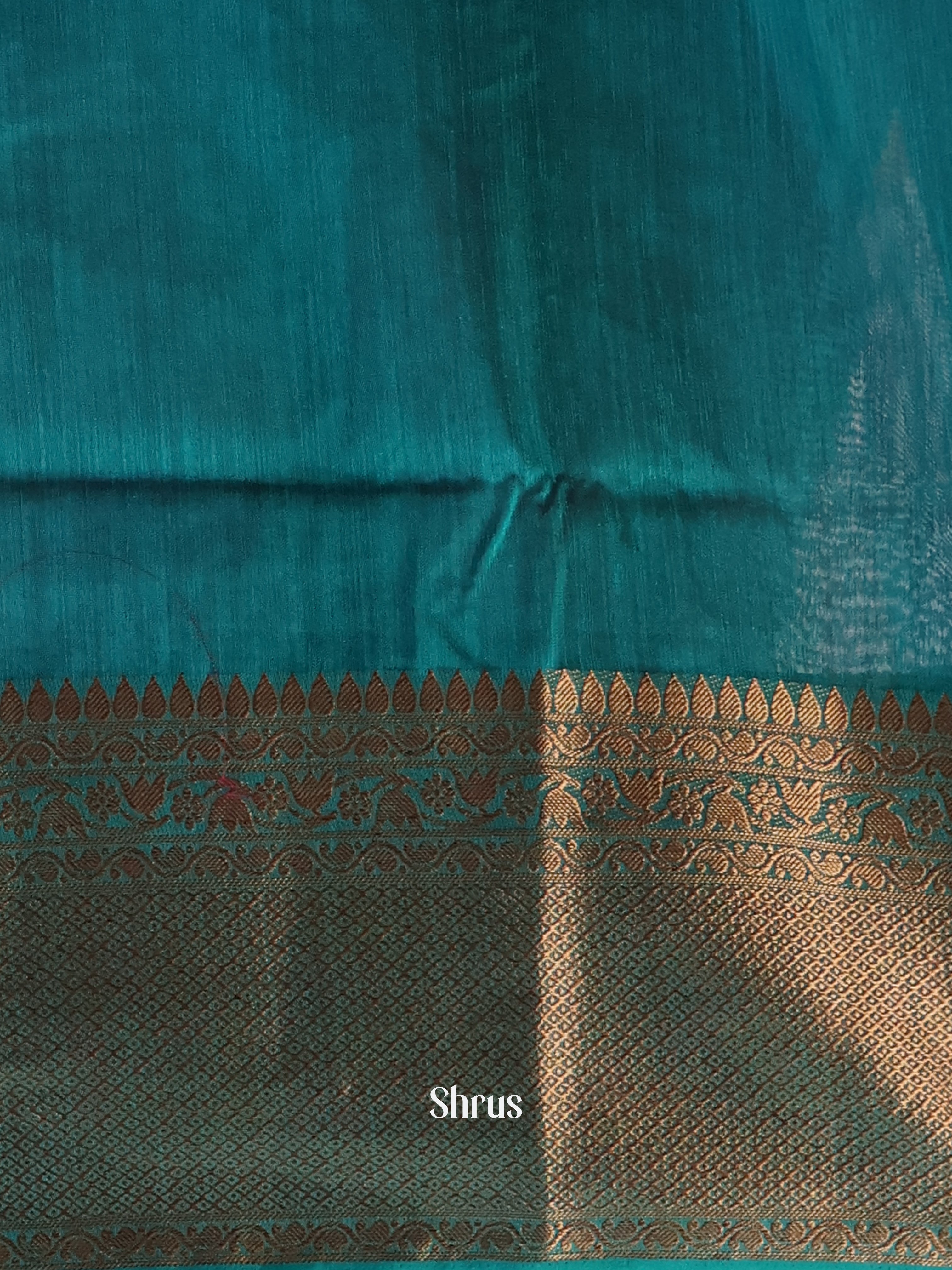 Maroon & Blue - Semi Jute Saree