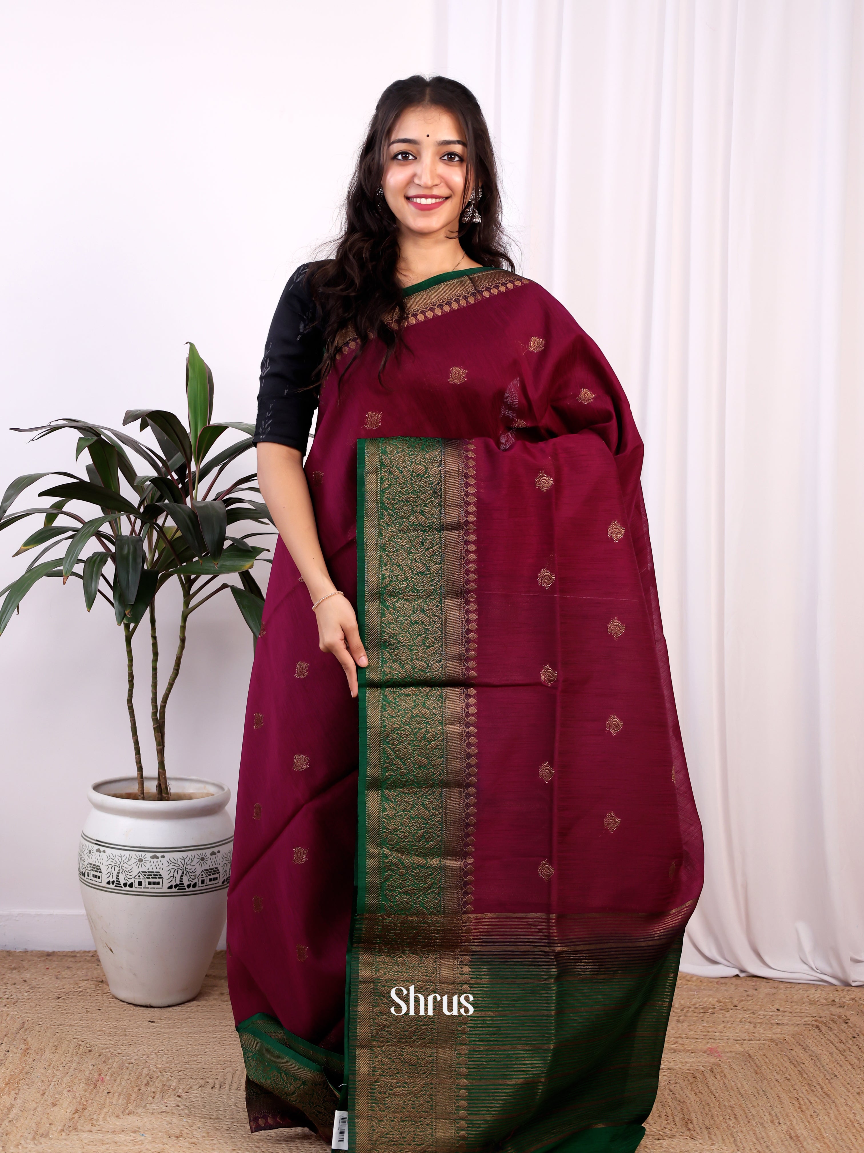 Maroon & Green -Semi Jute