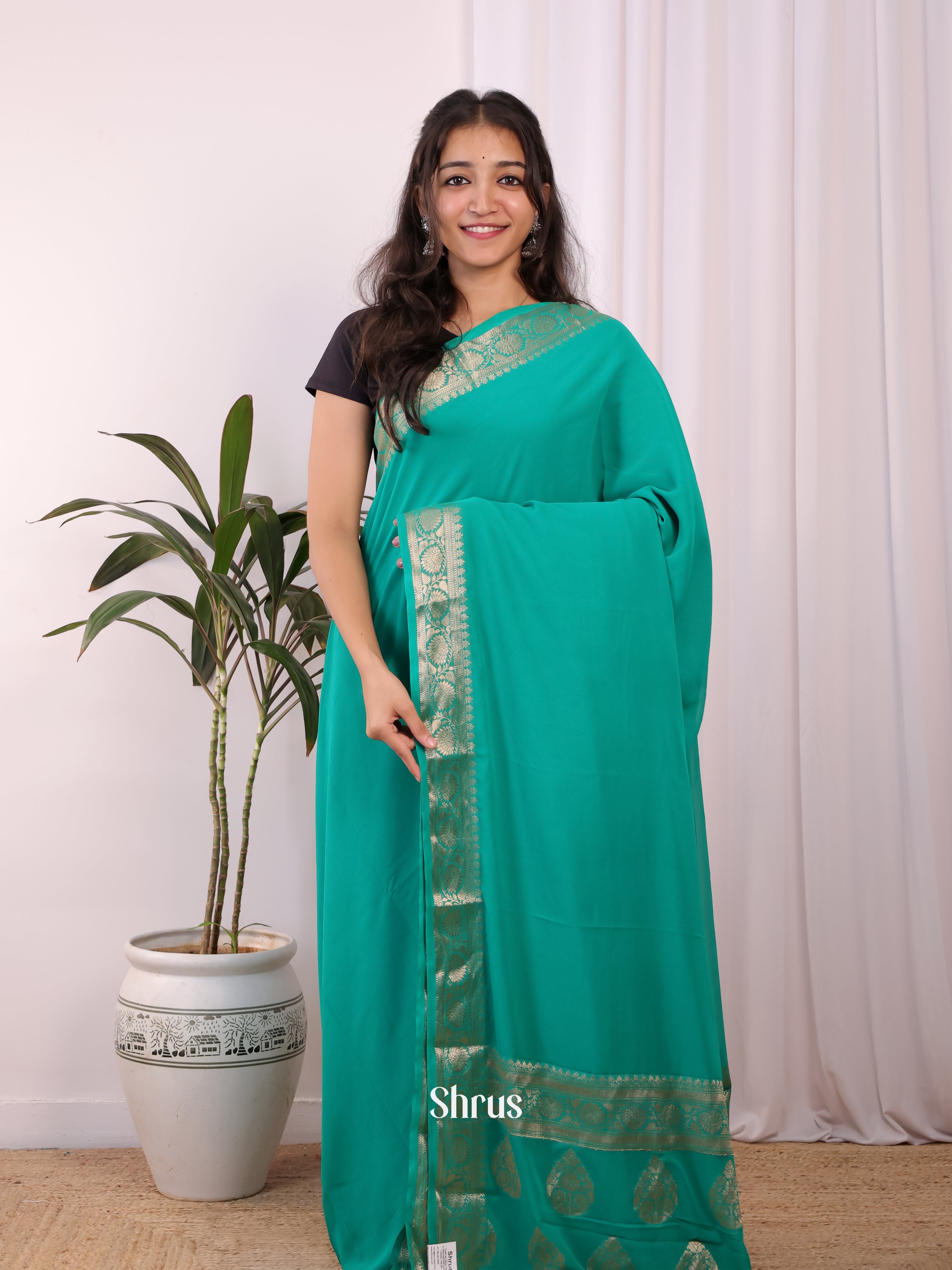 Green- Semi Mysoresilk Saree