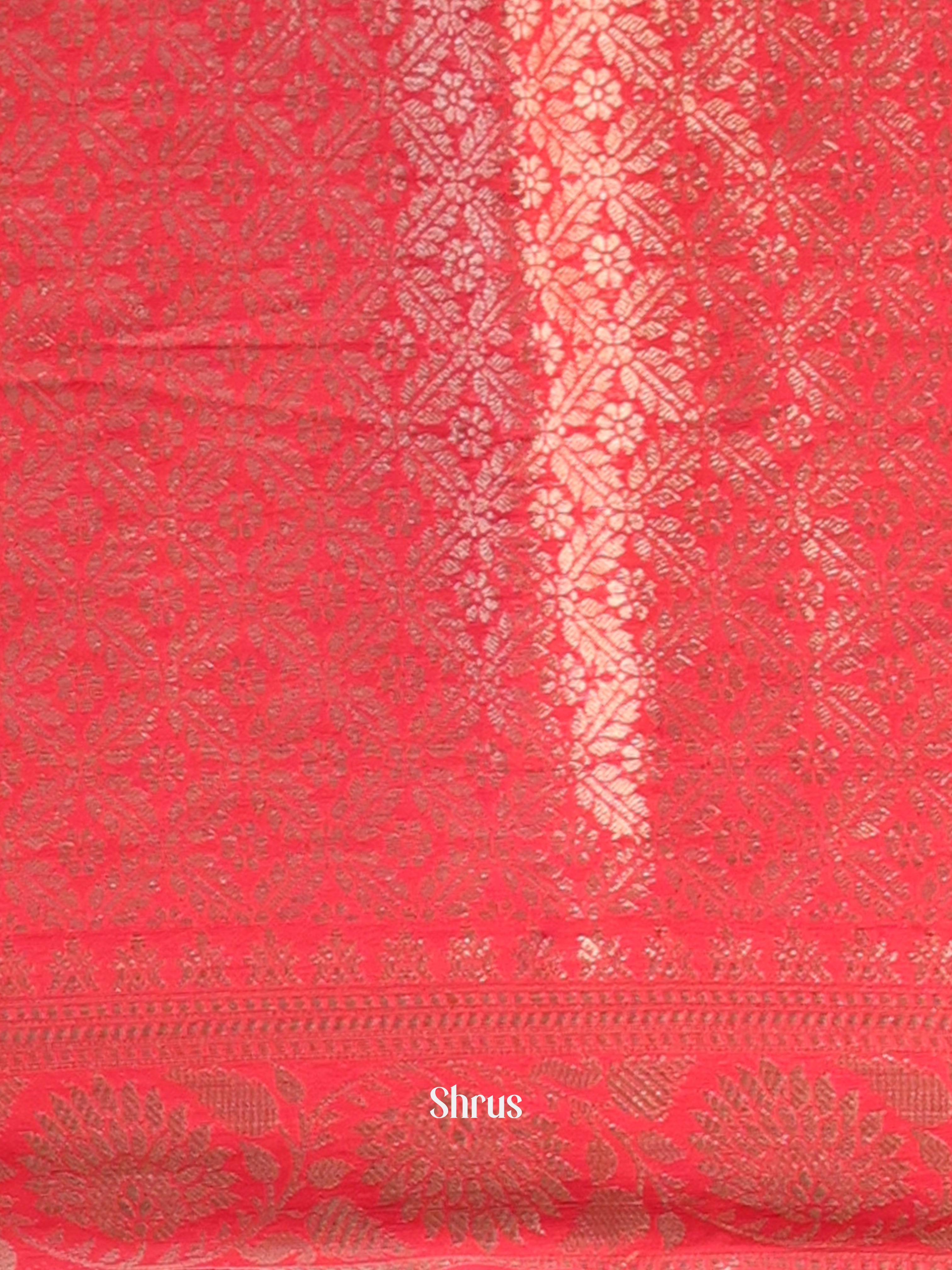 Mustard & Red - Semi Mysoresilk Saree