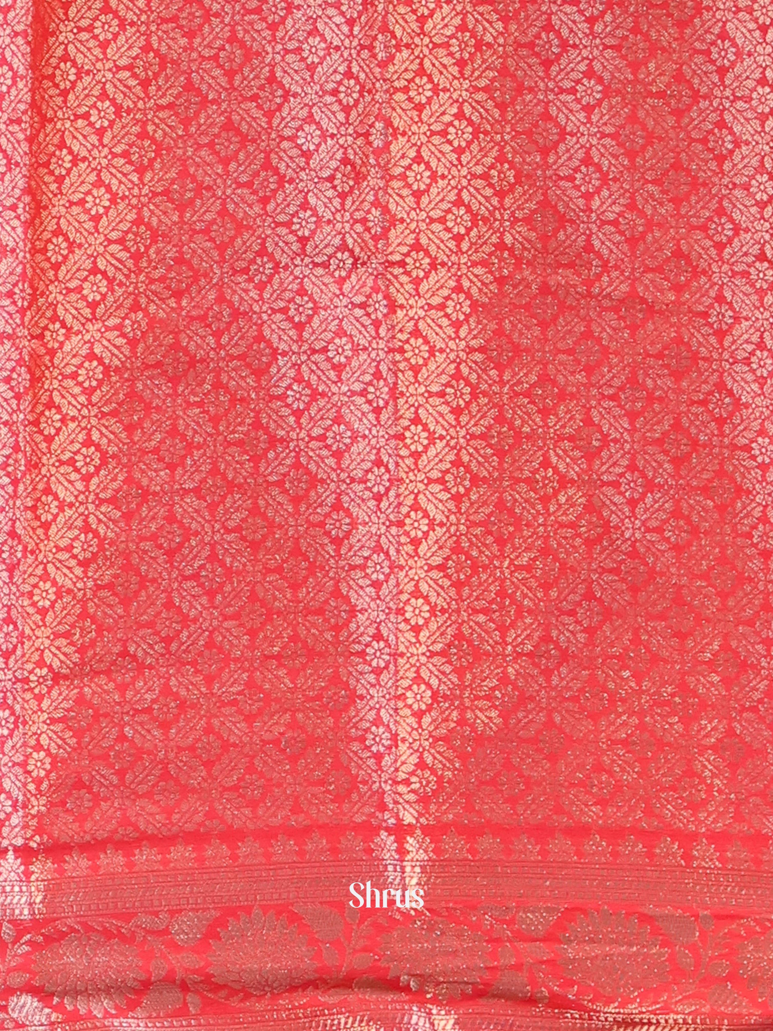 Cream & Red - Semi Mysoresilk Saree