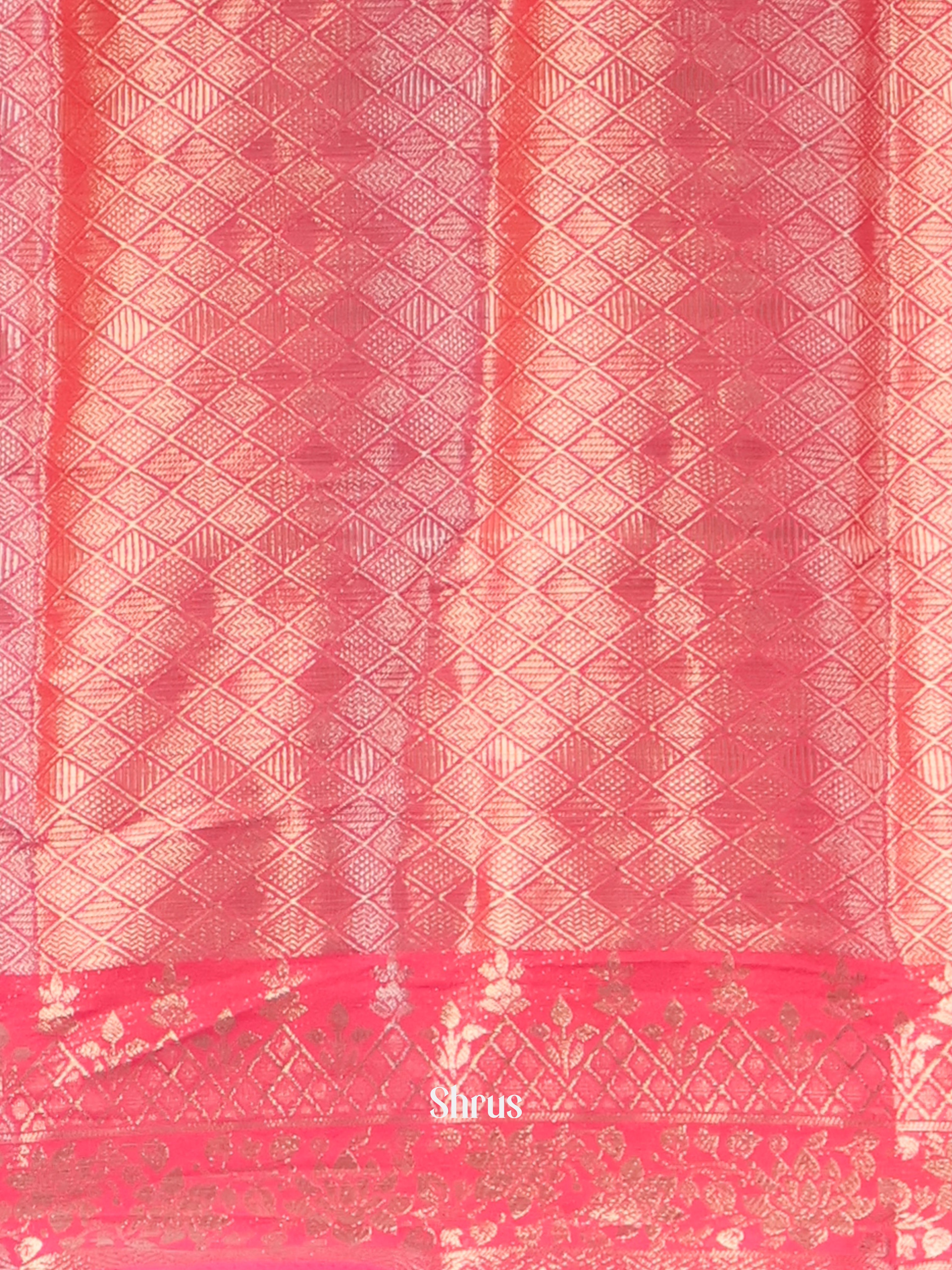 Blue & Pink  - Semi Mysoresilk Saree