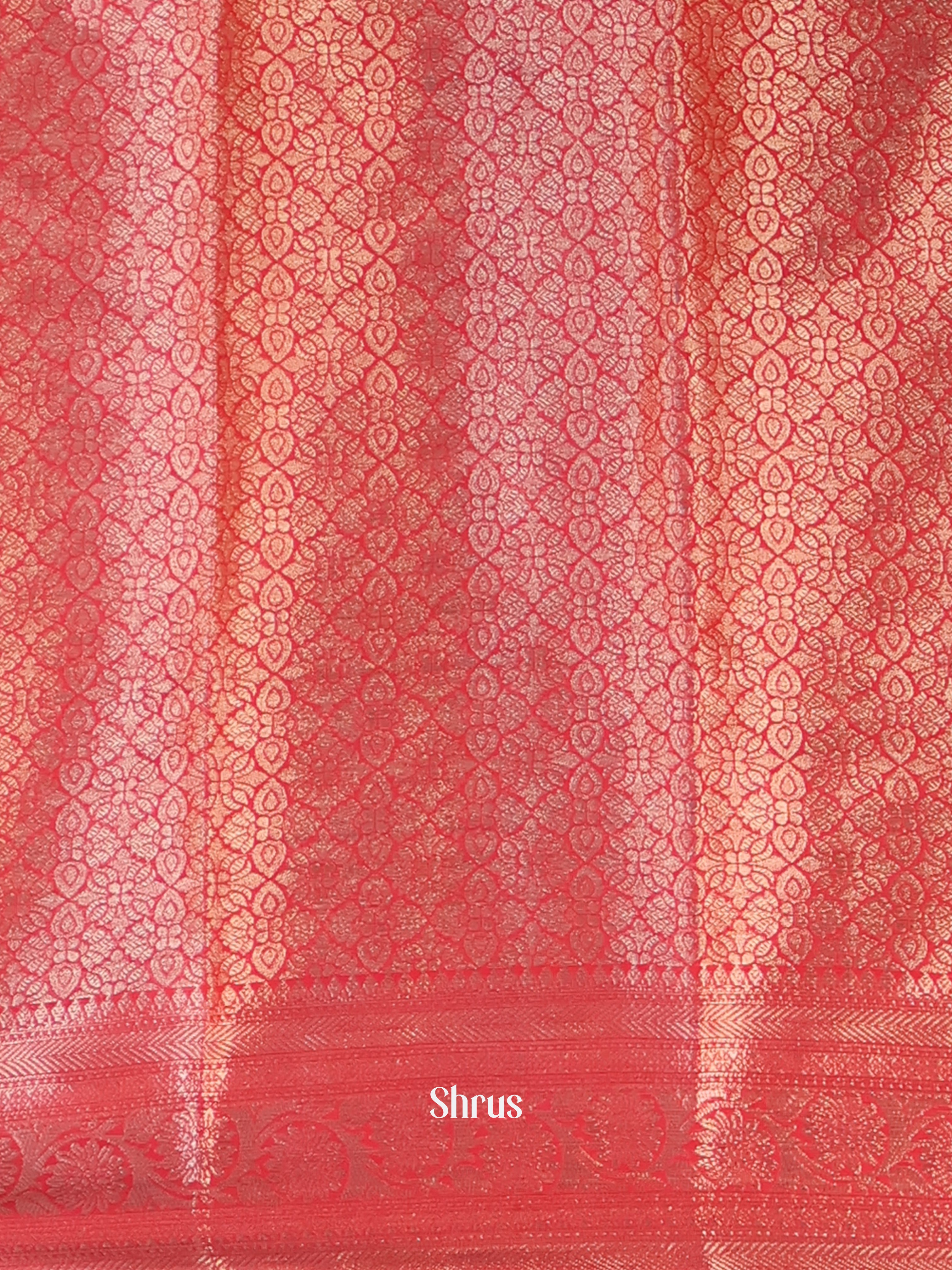 Cream & Pink - Semi Mysoresilk Saree