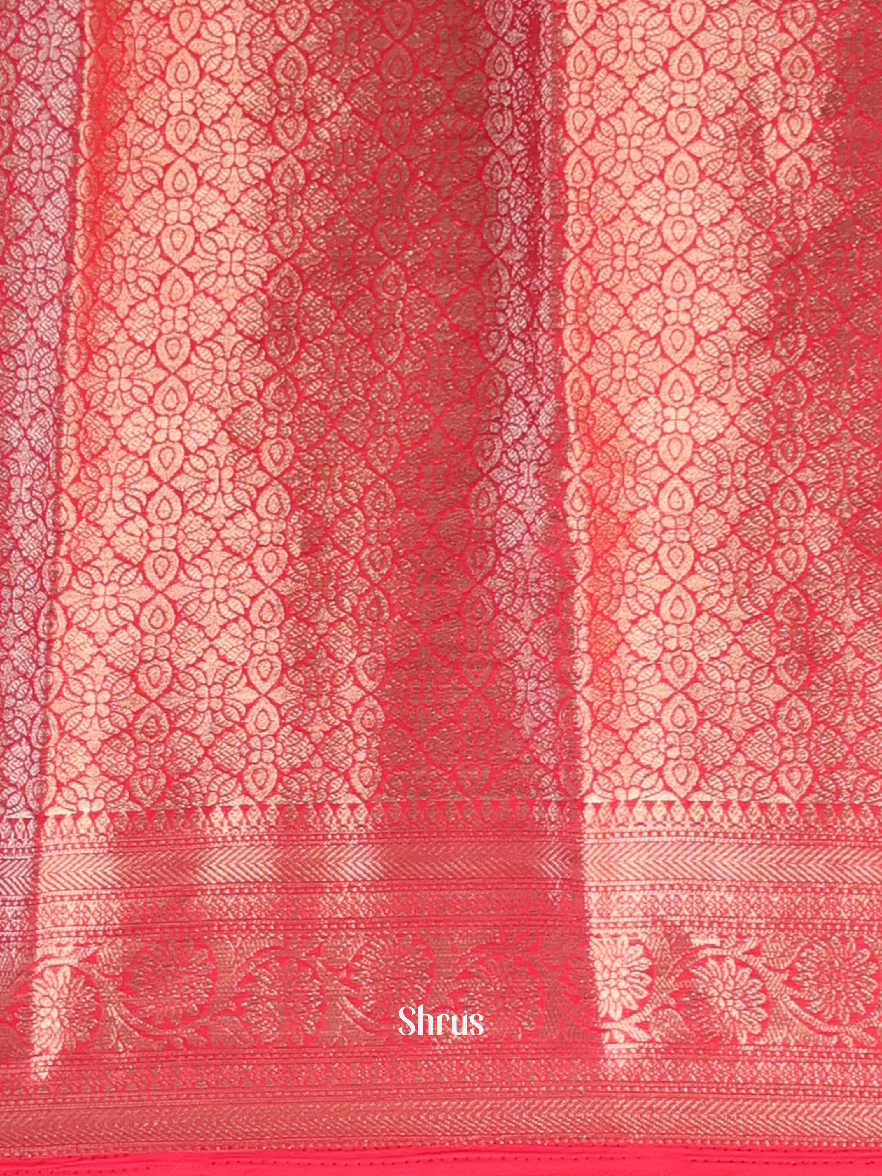 Mustard & Red - Semi Mysoresilk Saree