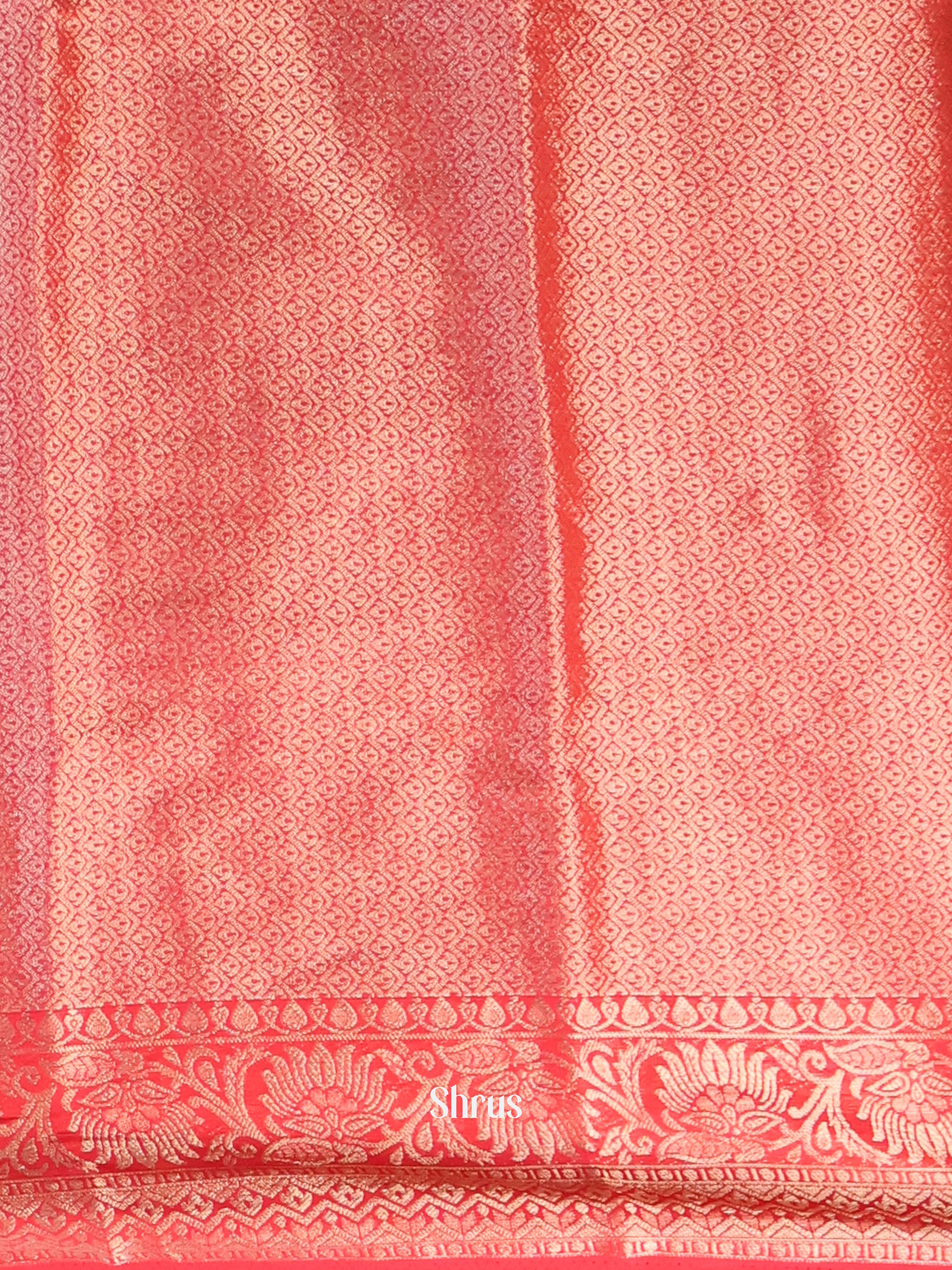 Cream & Red - Semi Mysoresilk Saree