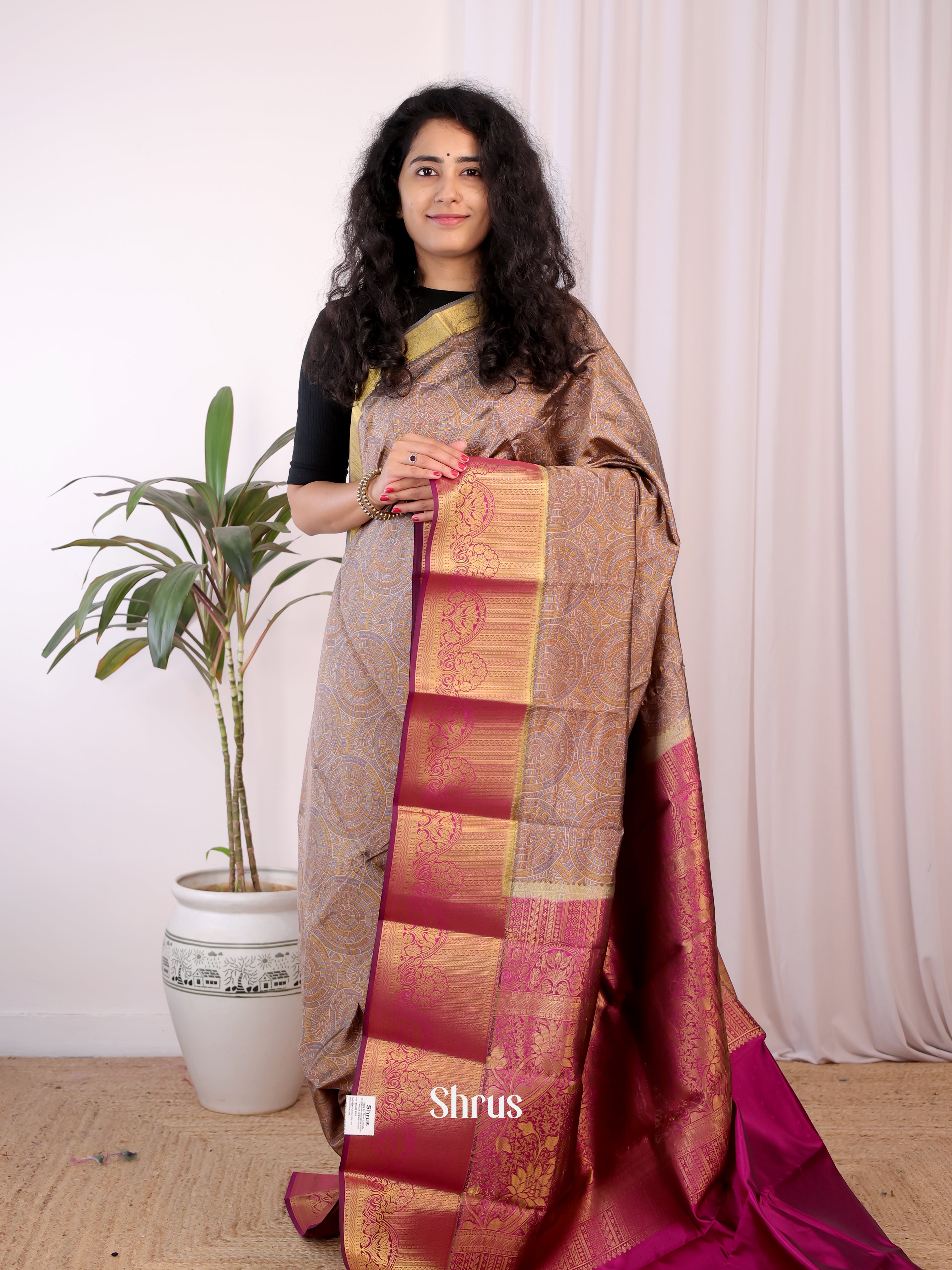 Mild Purple & Majenta- Printed Silk Saree