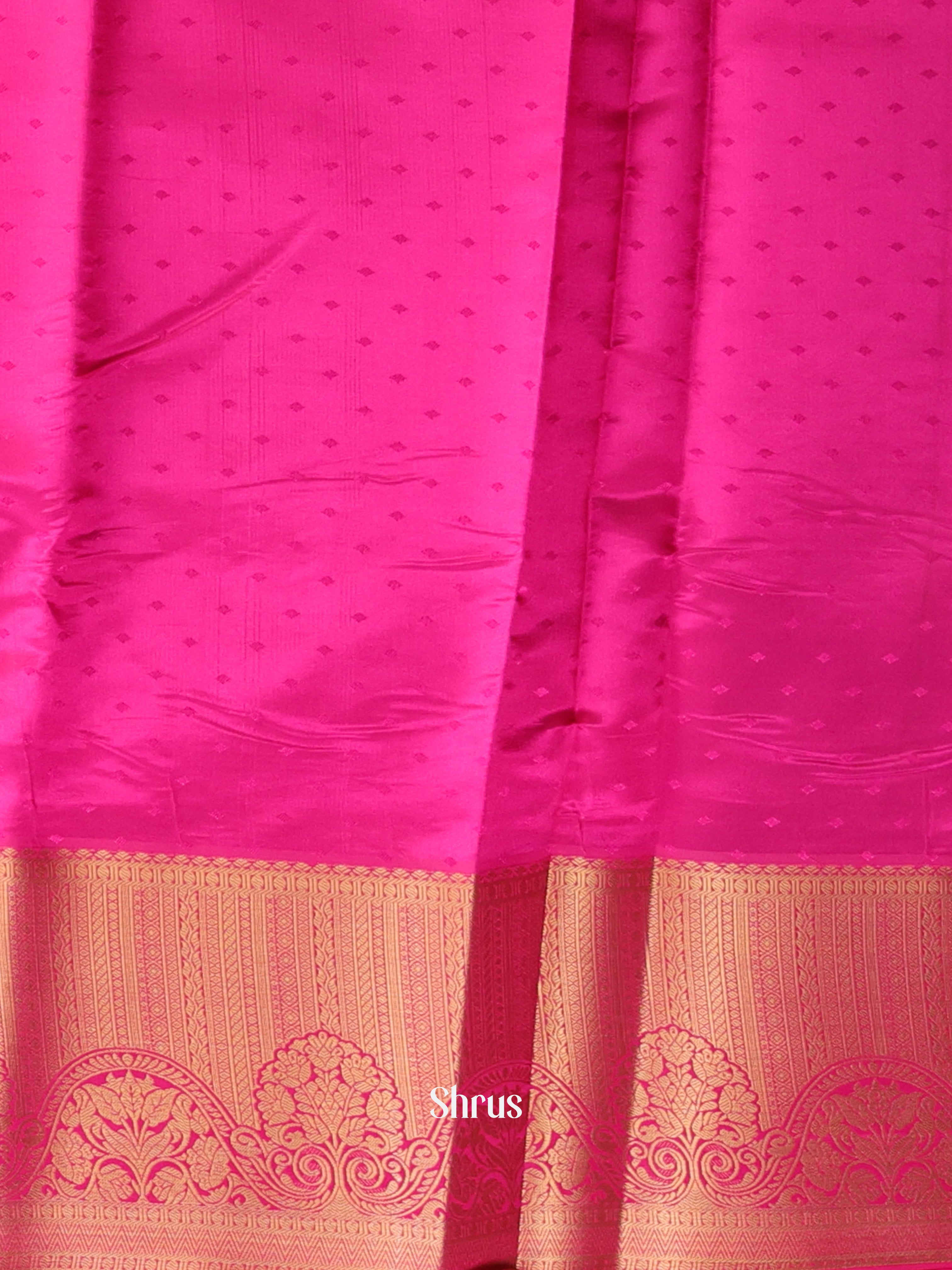 Green & Pink - Printed Silk Saree