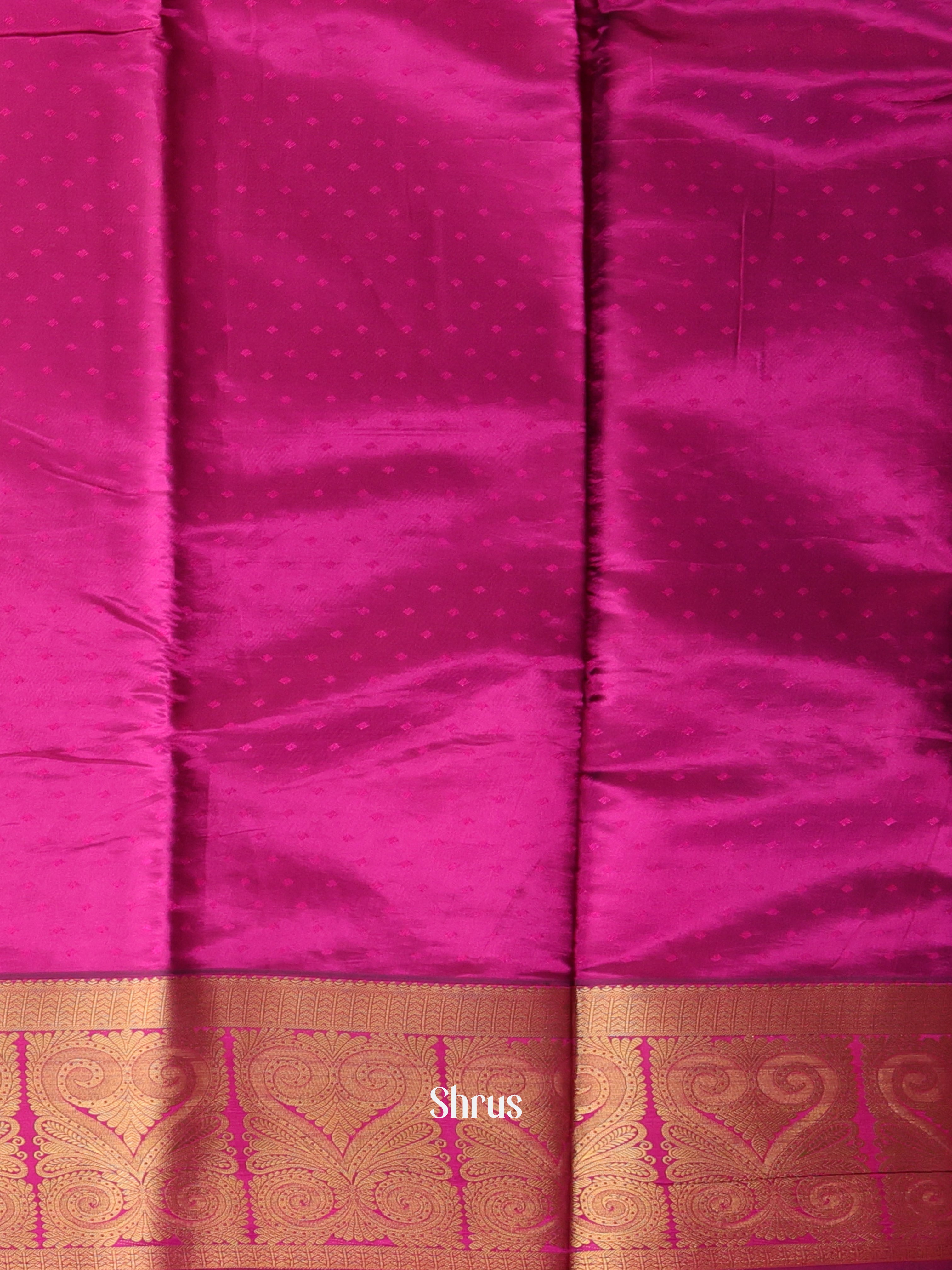 Blue & Majenta - Printed Silk Saree