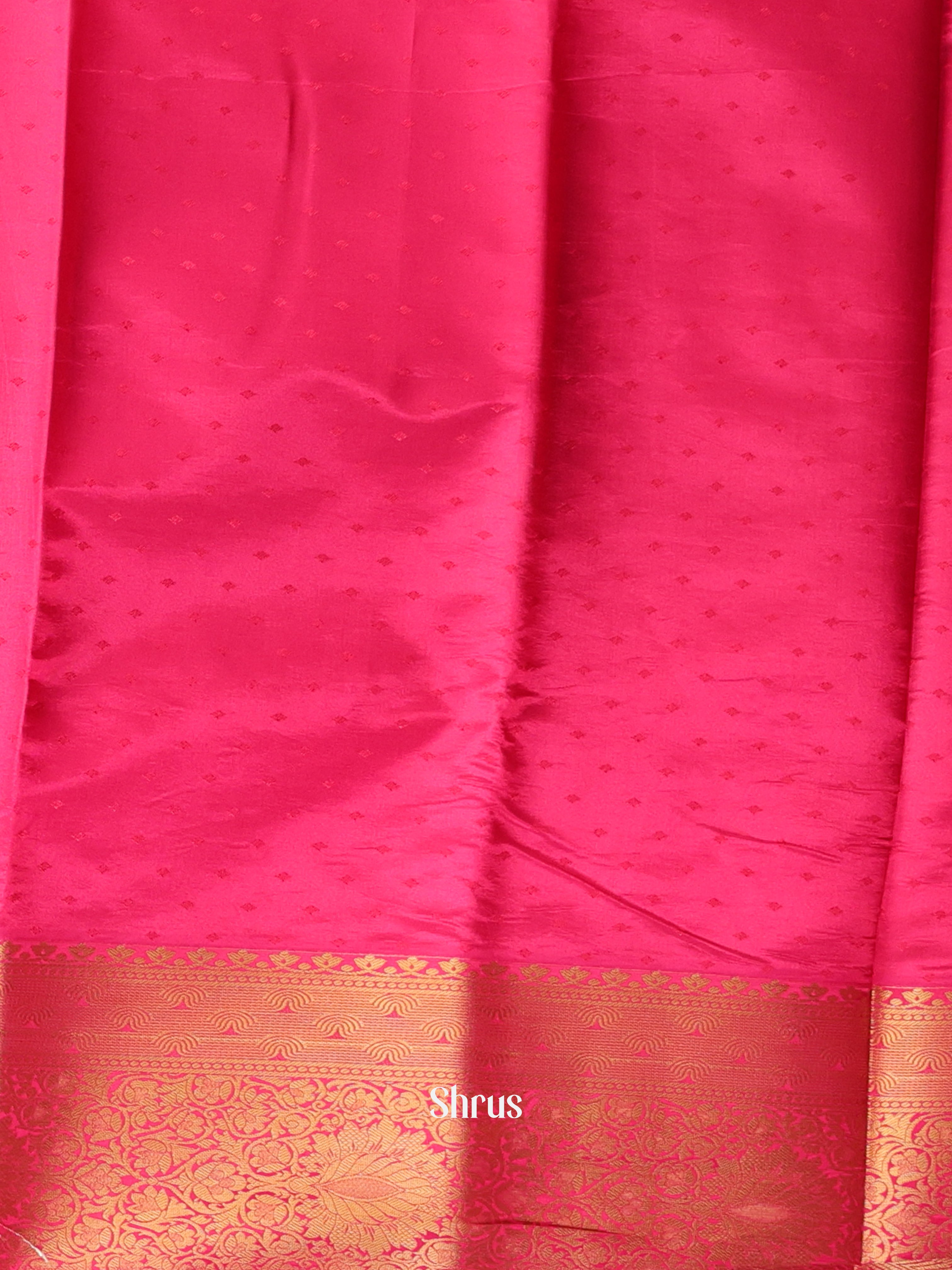 Peach & Maroon - Printed Silk Saree