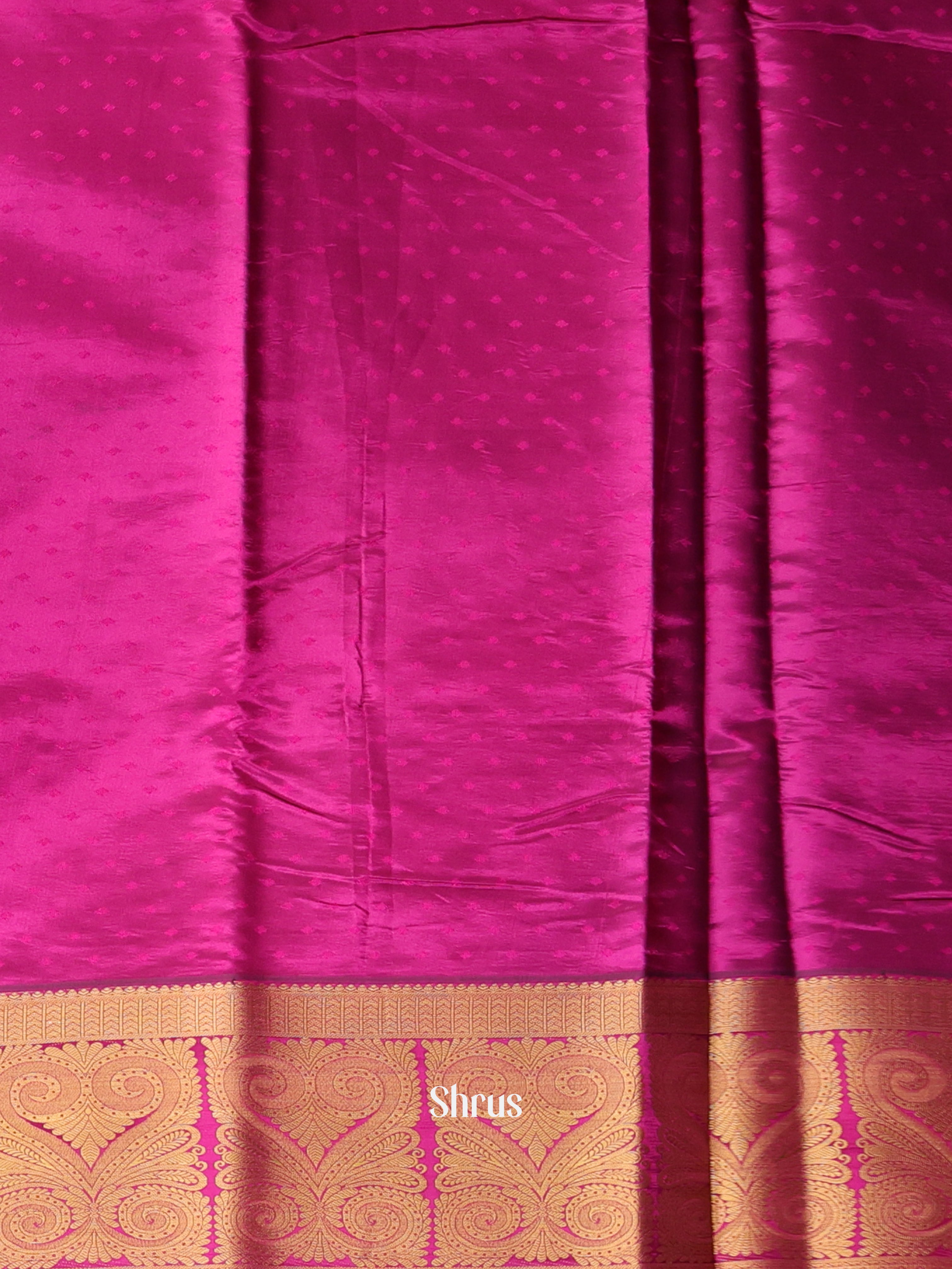 Blue & Majenta - Printed Silk Saree