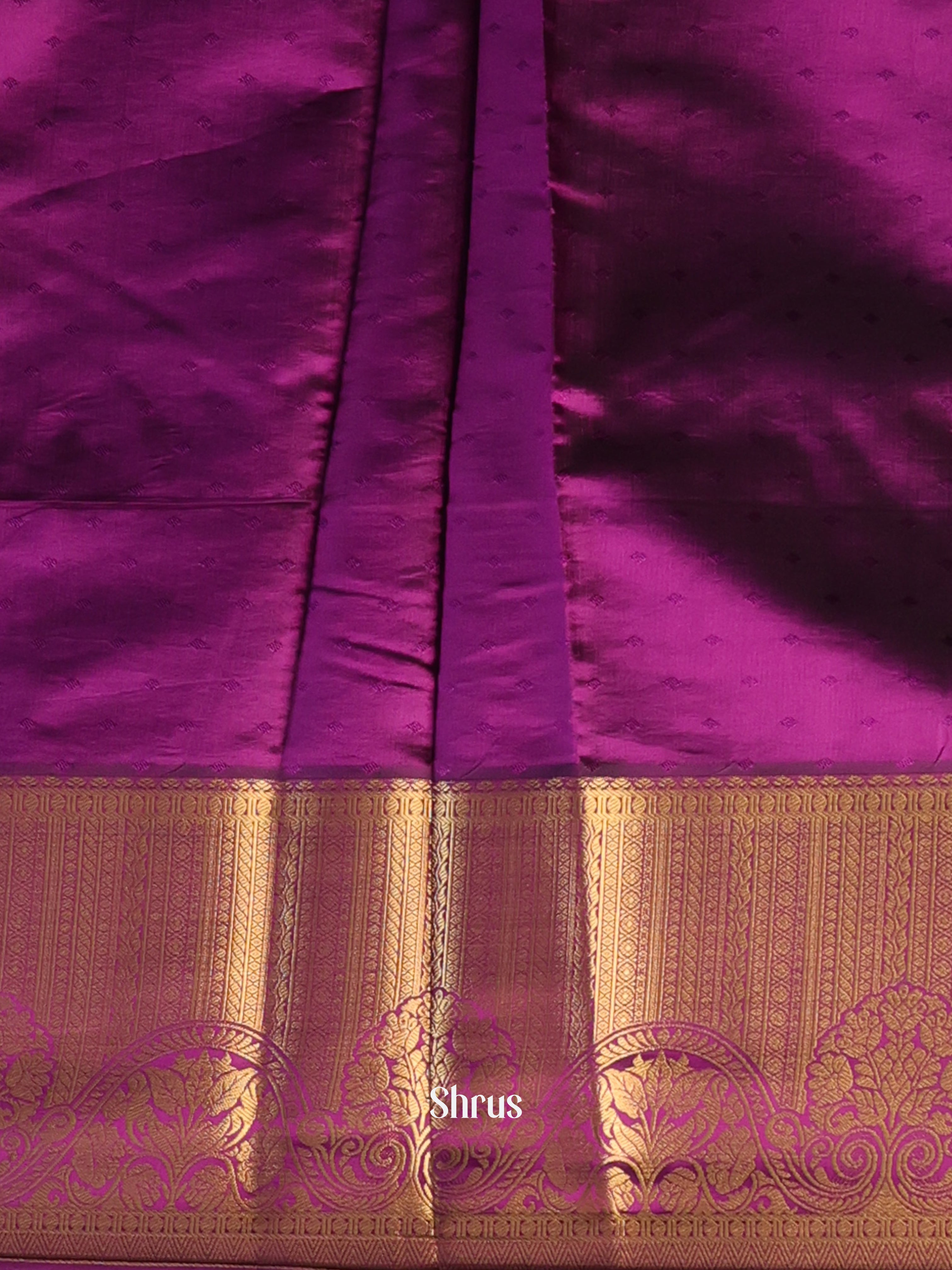 Blue & Dark Purple - Printed Silk Saree