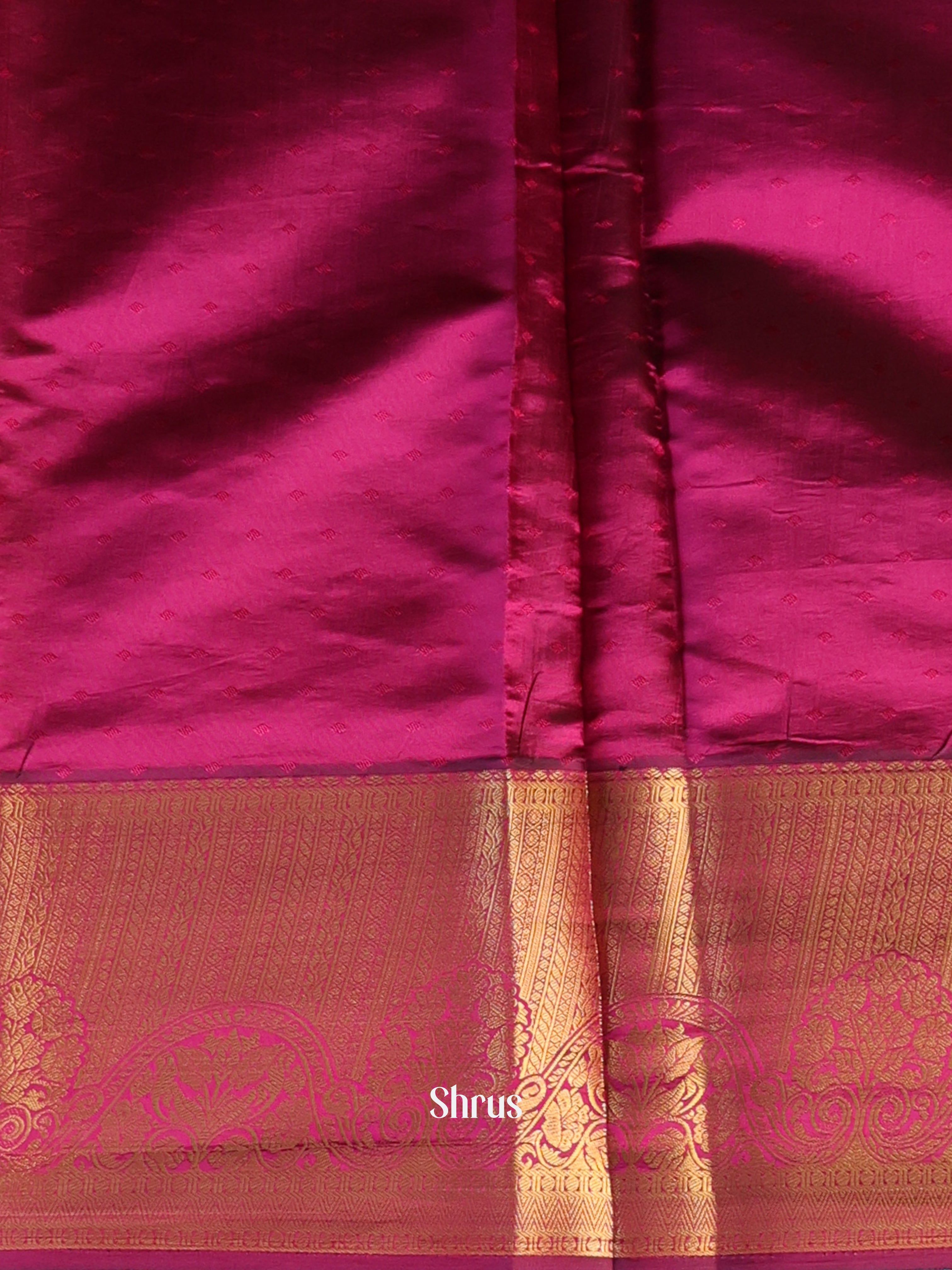 Green & Wine - Printed Silk Saree