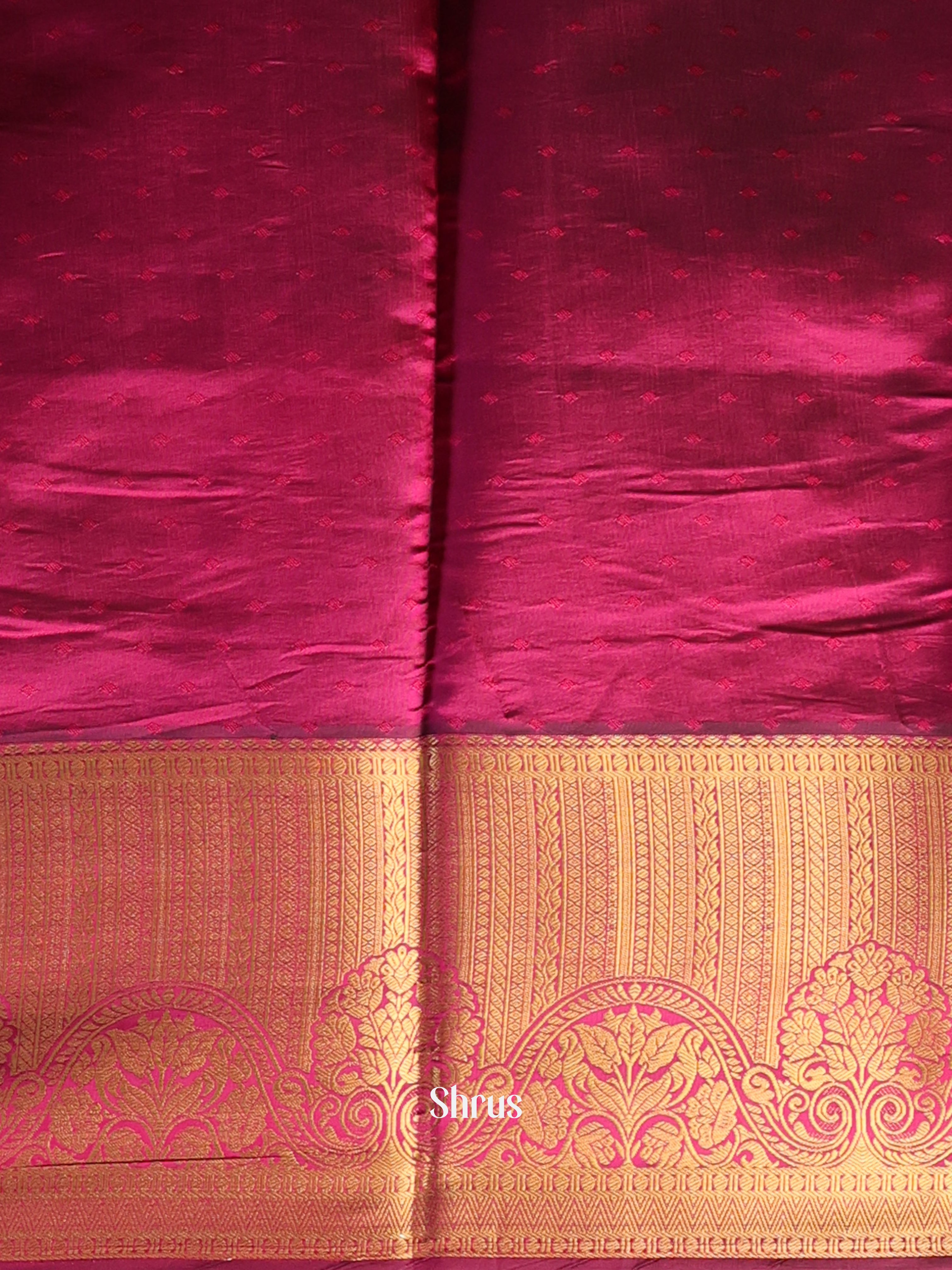 Green & Maroon- Printed Silk Saree