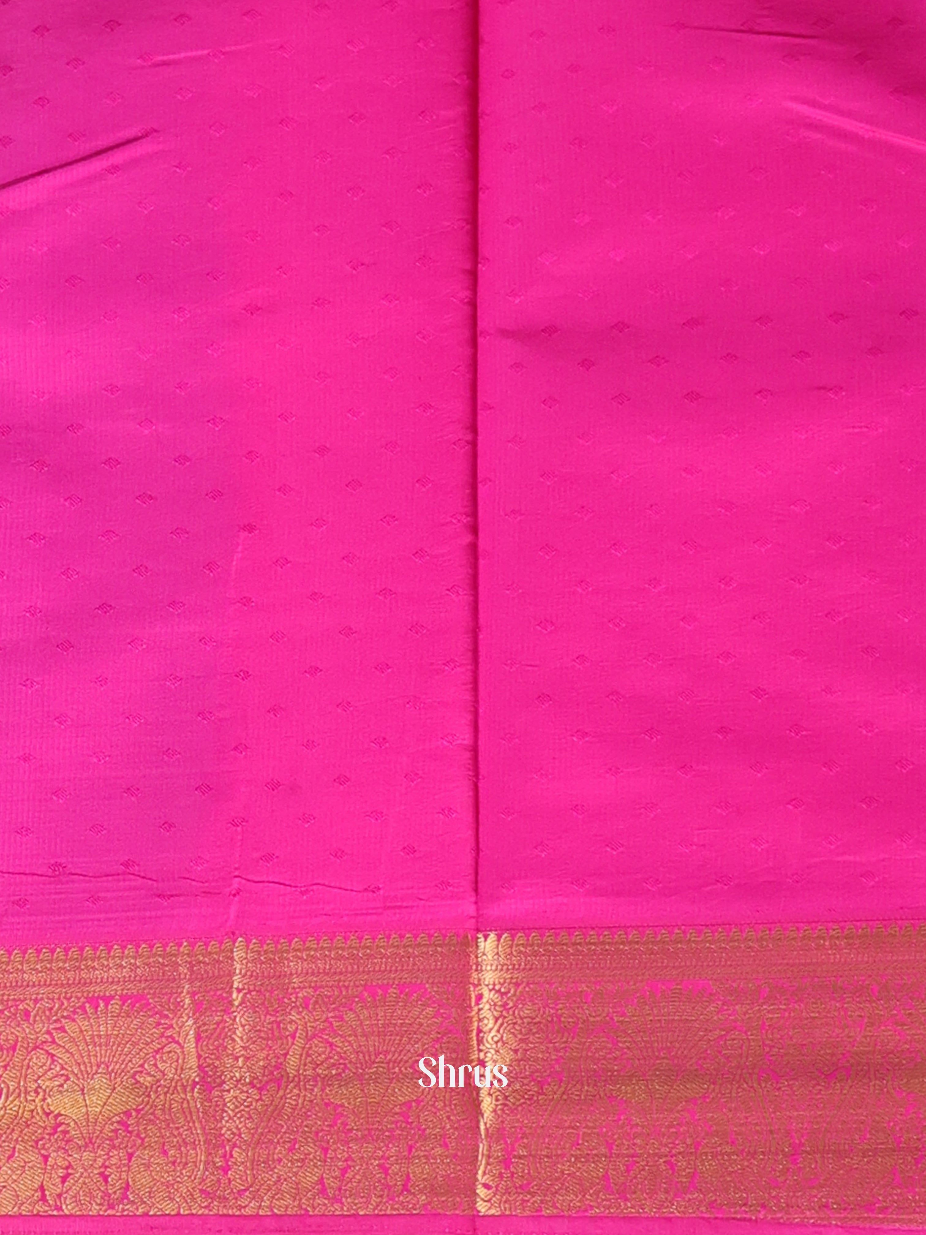 Blue & Pink - Printed Silk Saree