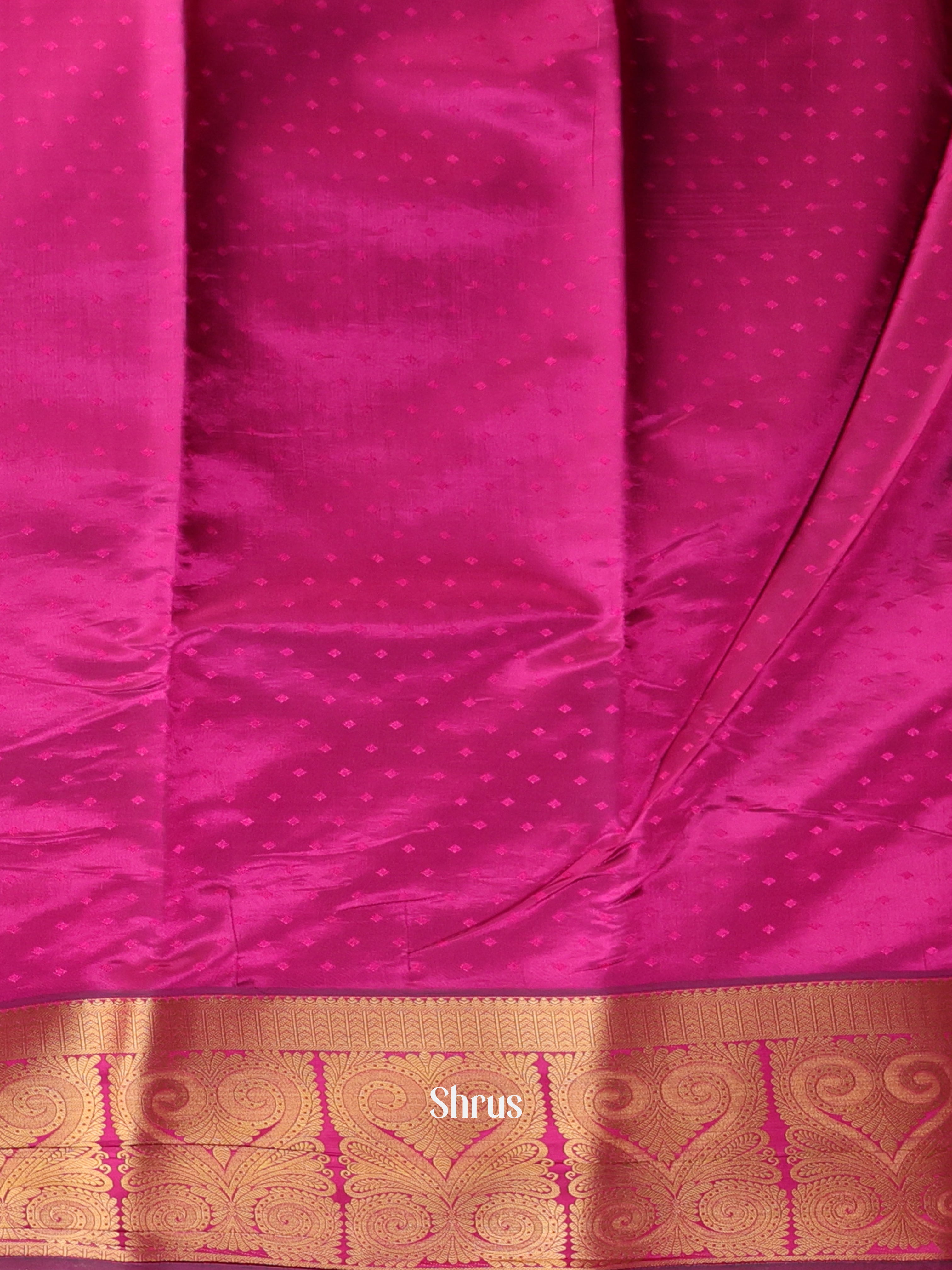 Brown & Majenta - Printed Silk Saree