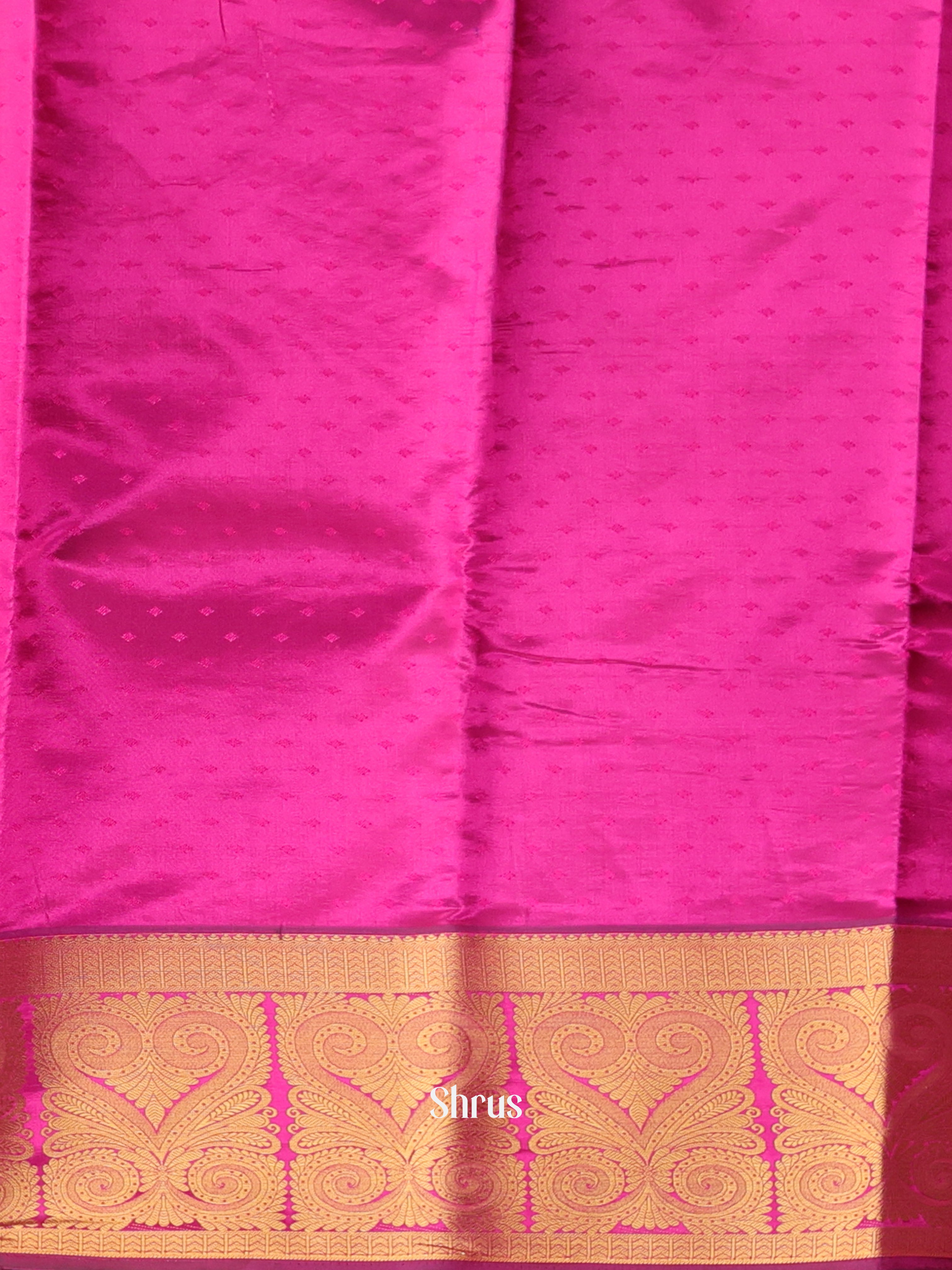 Green & Majenta - Printed Silk Saree