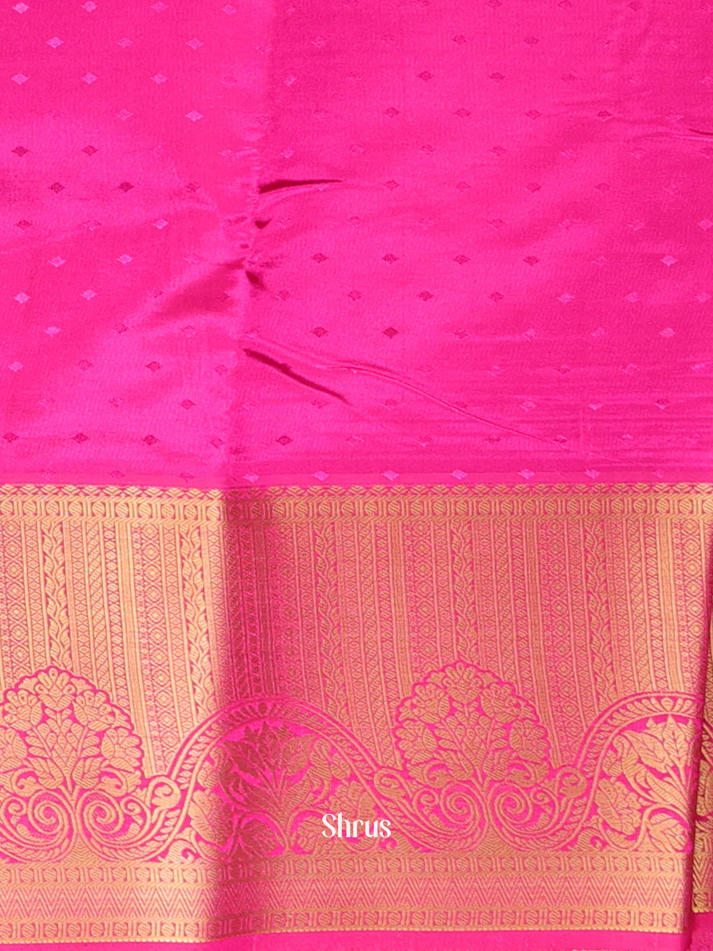 Blue & Pink - Printed Silk Saree