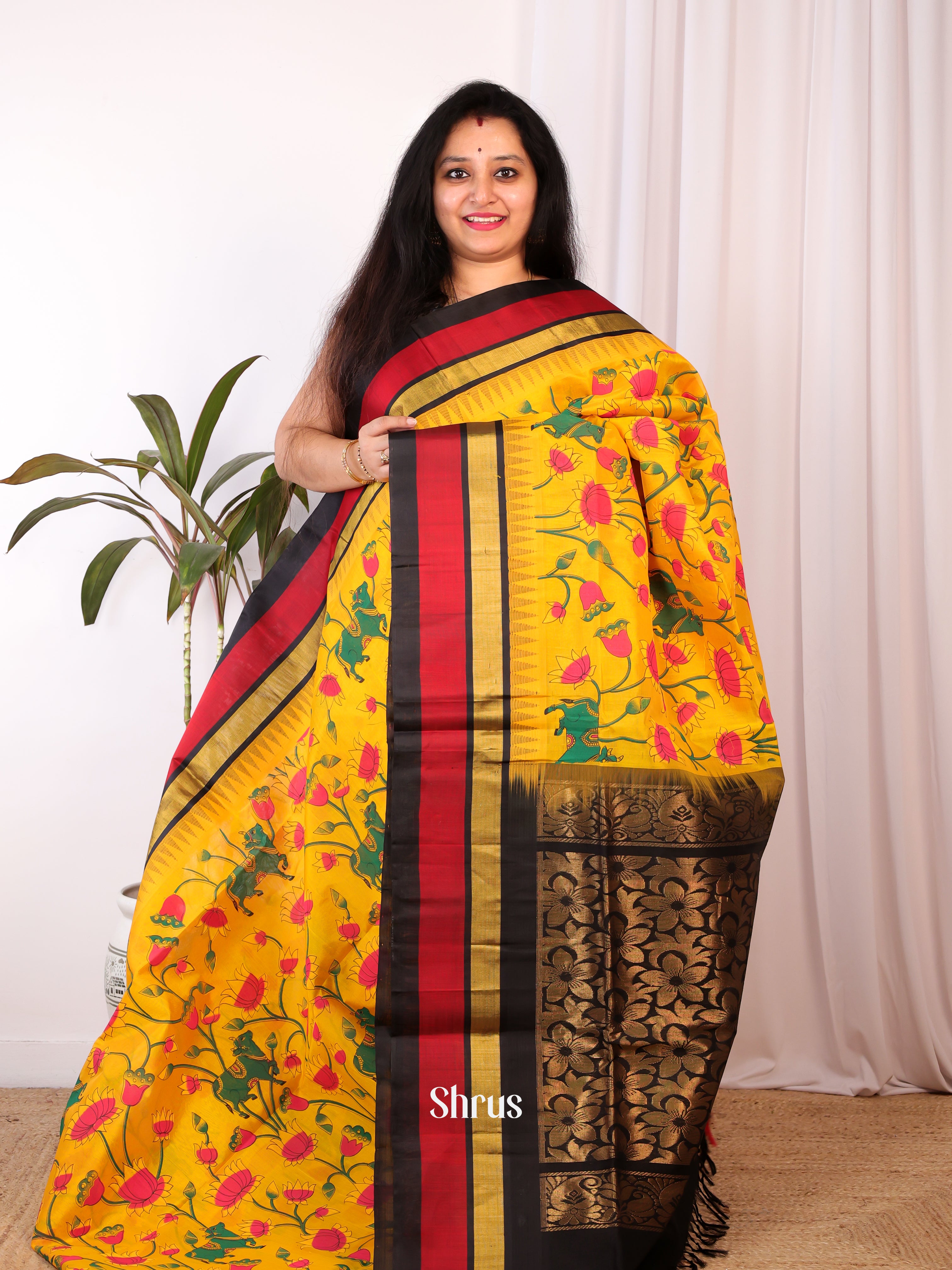 Yellow & Black - Hindolam Saree