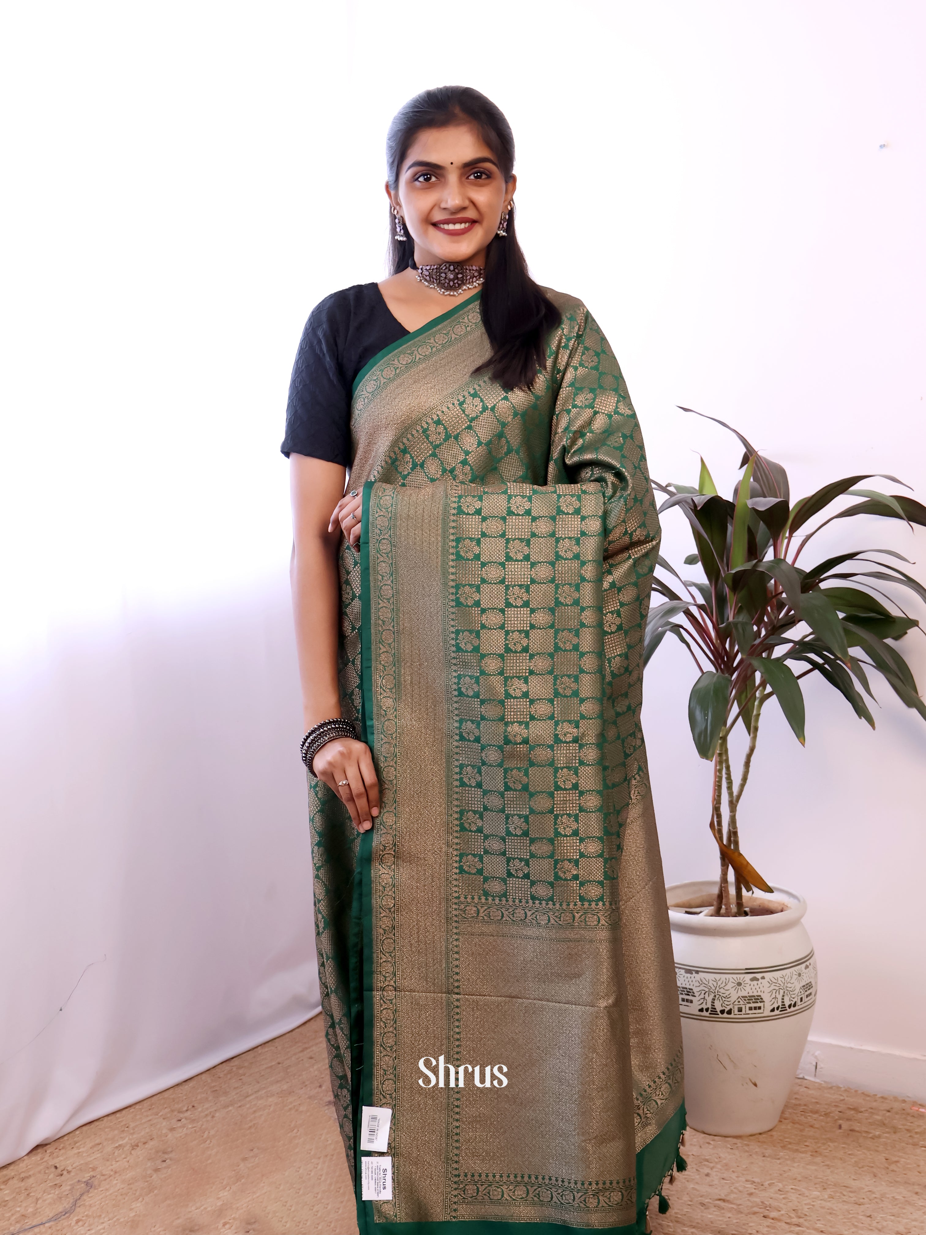 Green - Semi Banarasi Saree