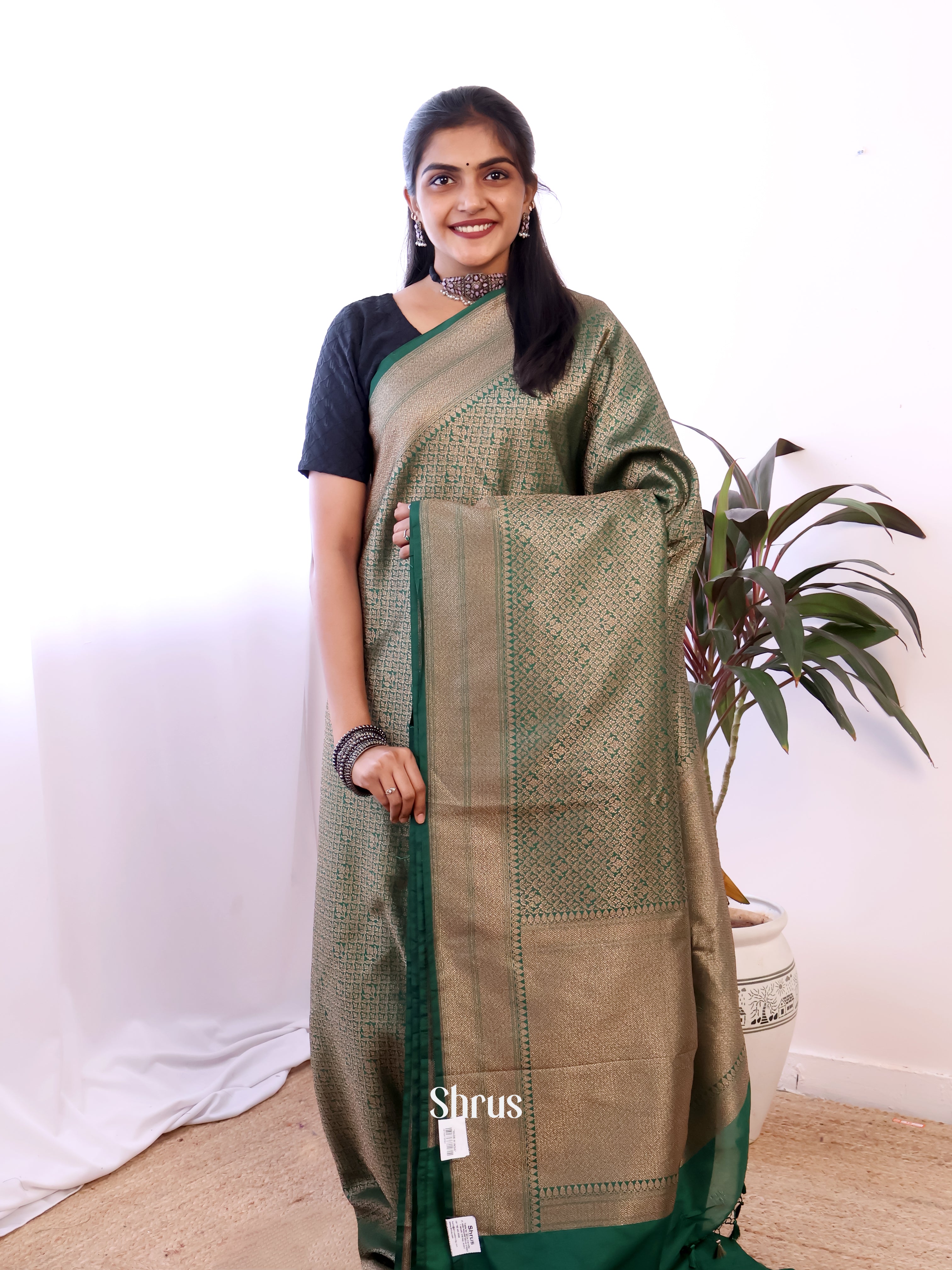 Green- Semi Banarasi Saree