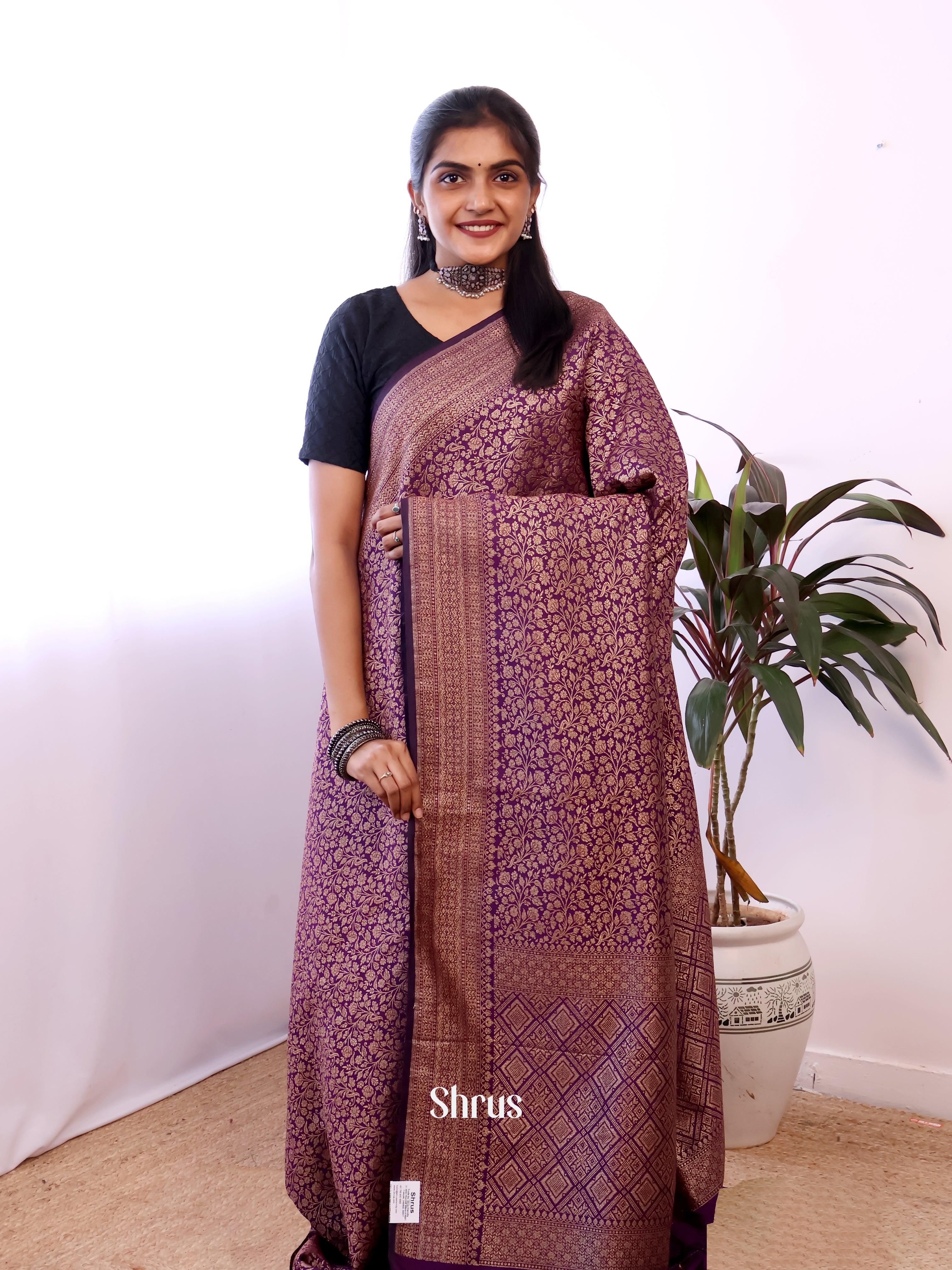 Violet - Semi Banarasi Saree