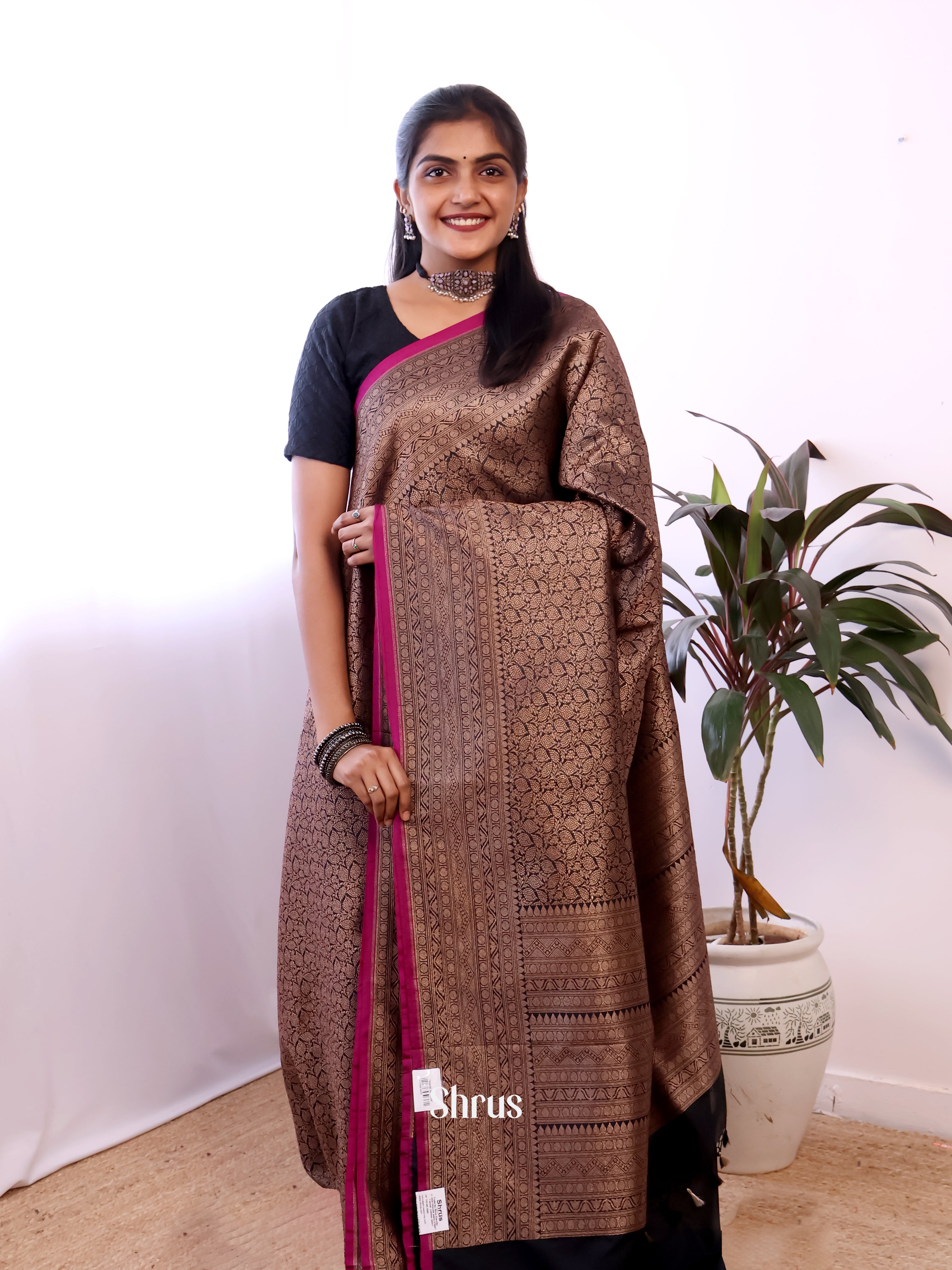 Black - Semi Banarasi Saree