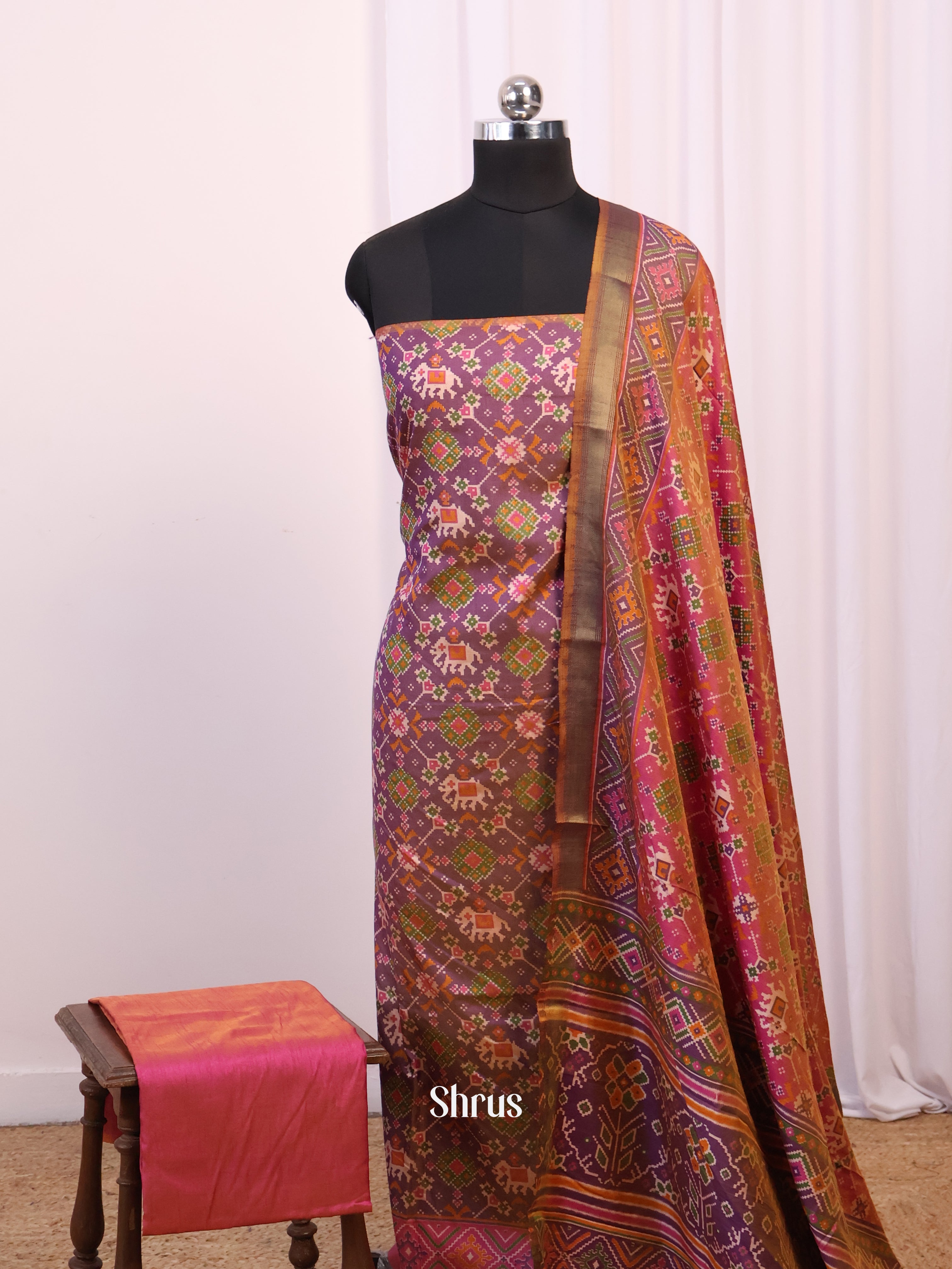 Purple & Pink - semi patola salwar