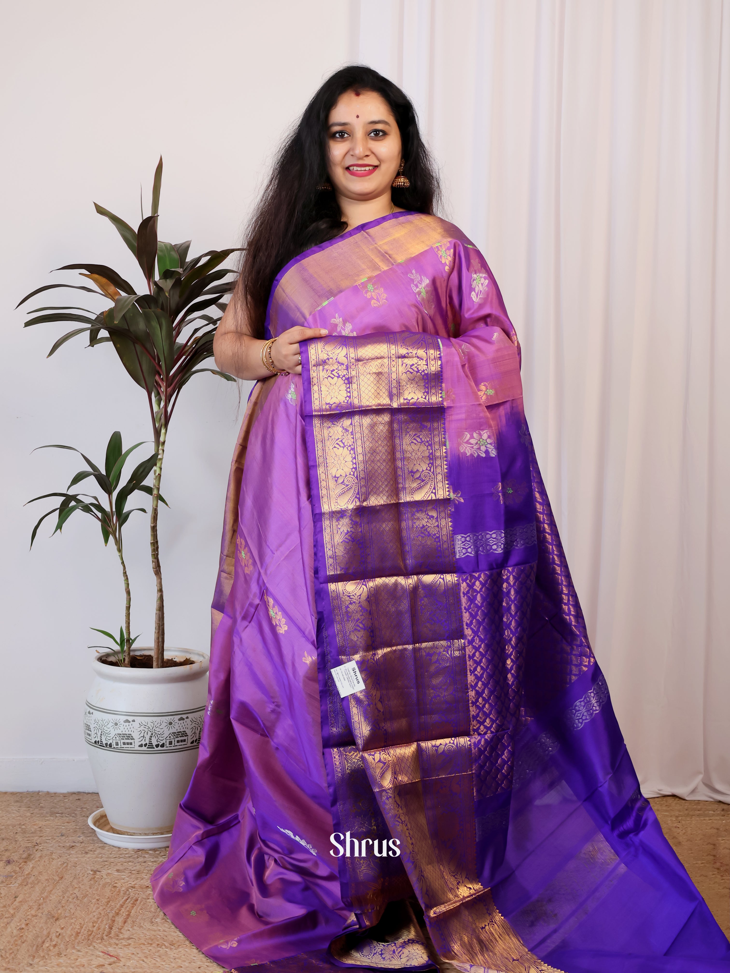 Purple  & Violet - Uppada silk Saree