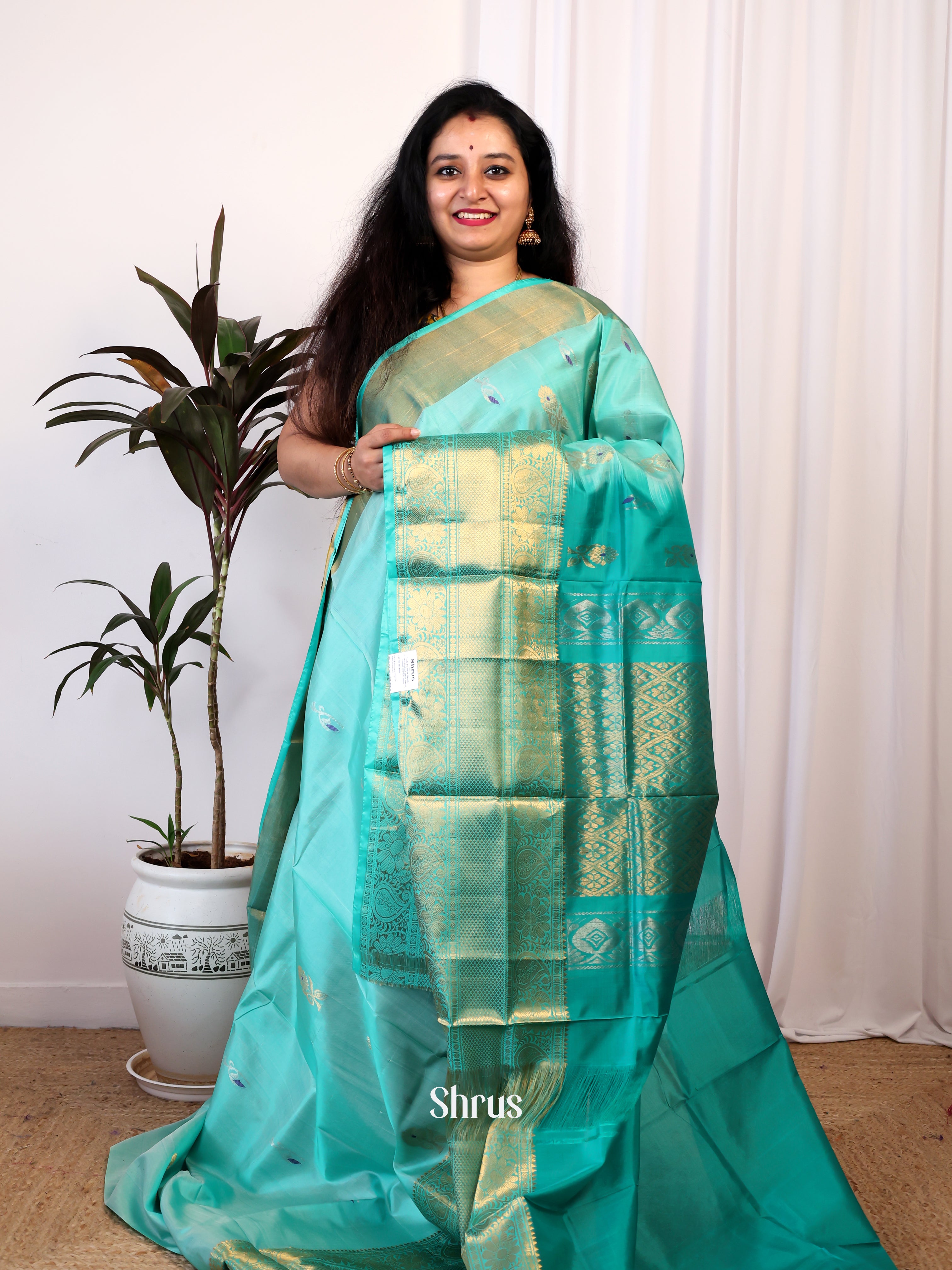 Teal & Green - Uppada silk Saree