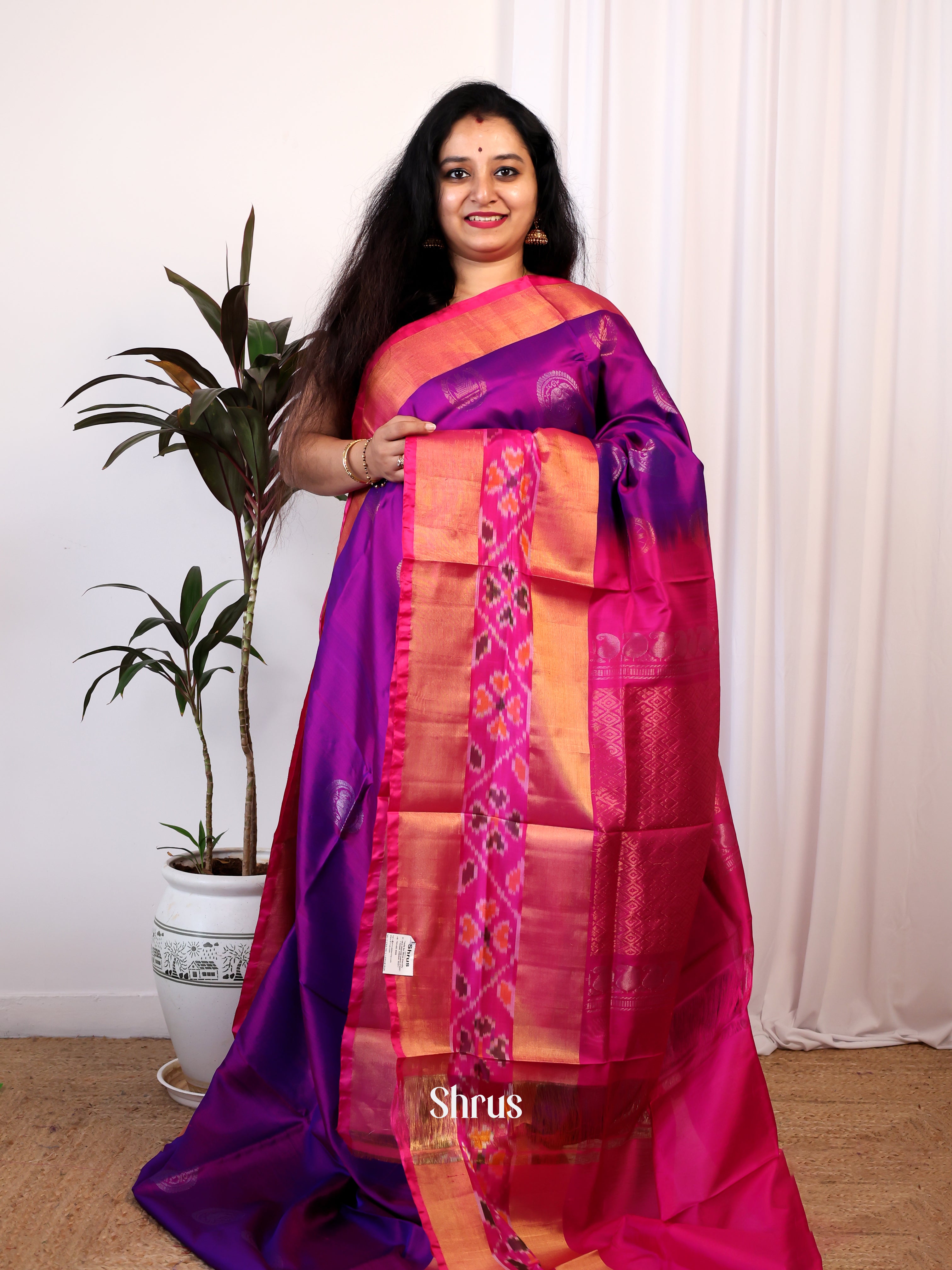 Purple & Pink - Uppada silk Saree