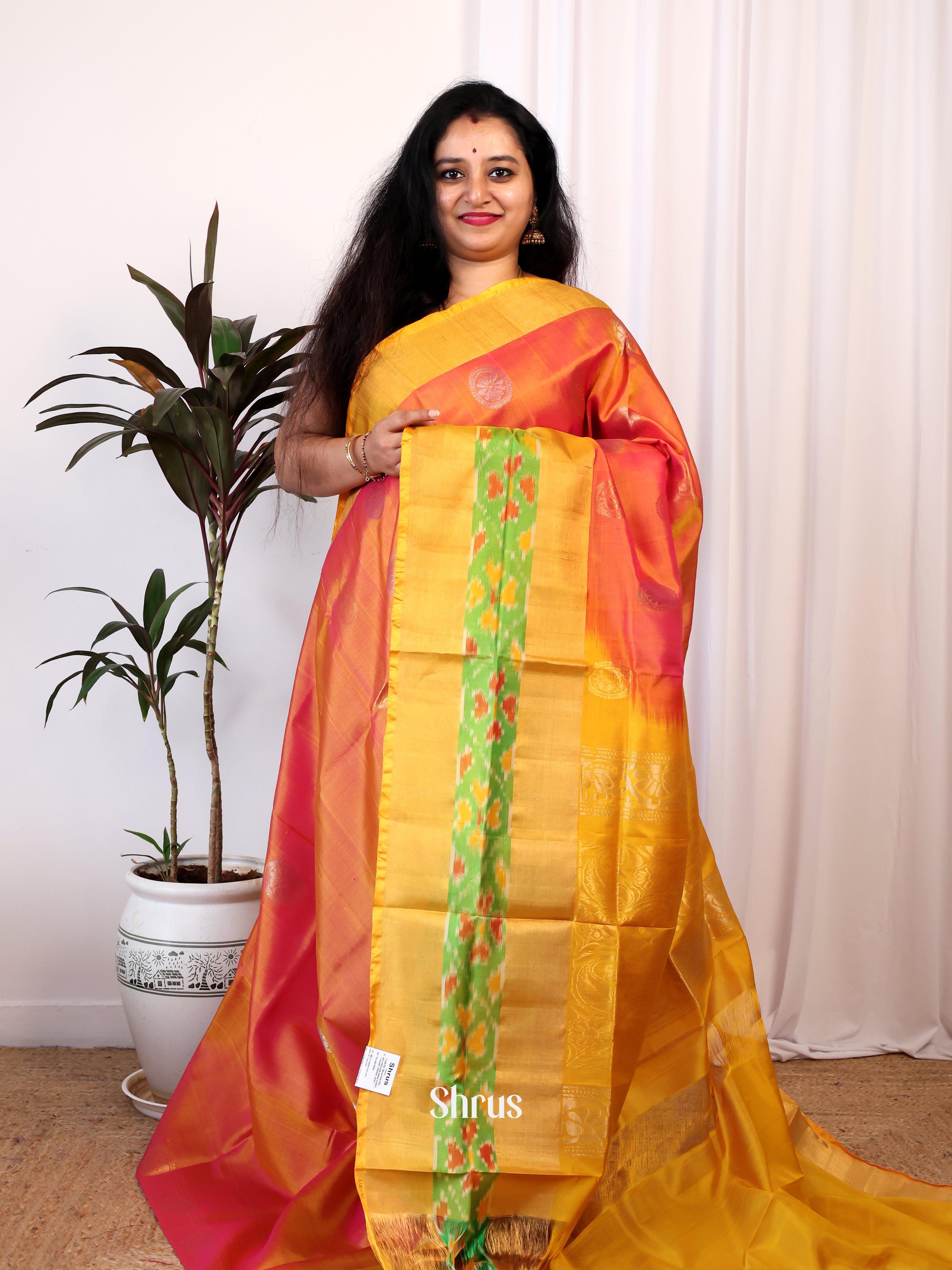 Orange & Mustard- Uppada silk Saree