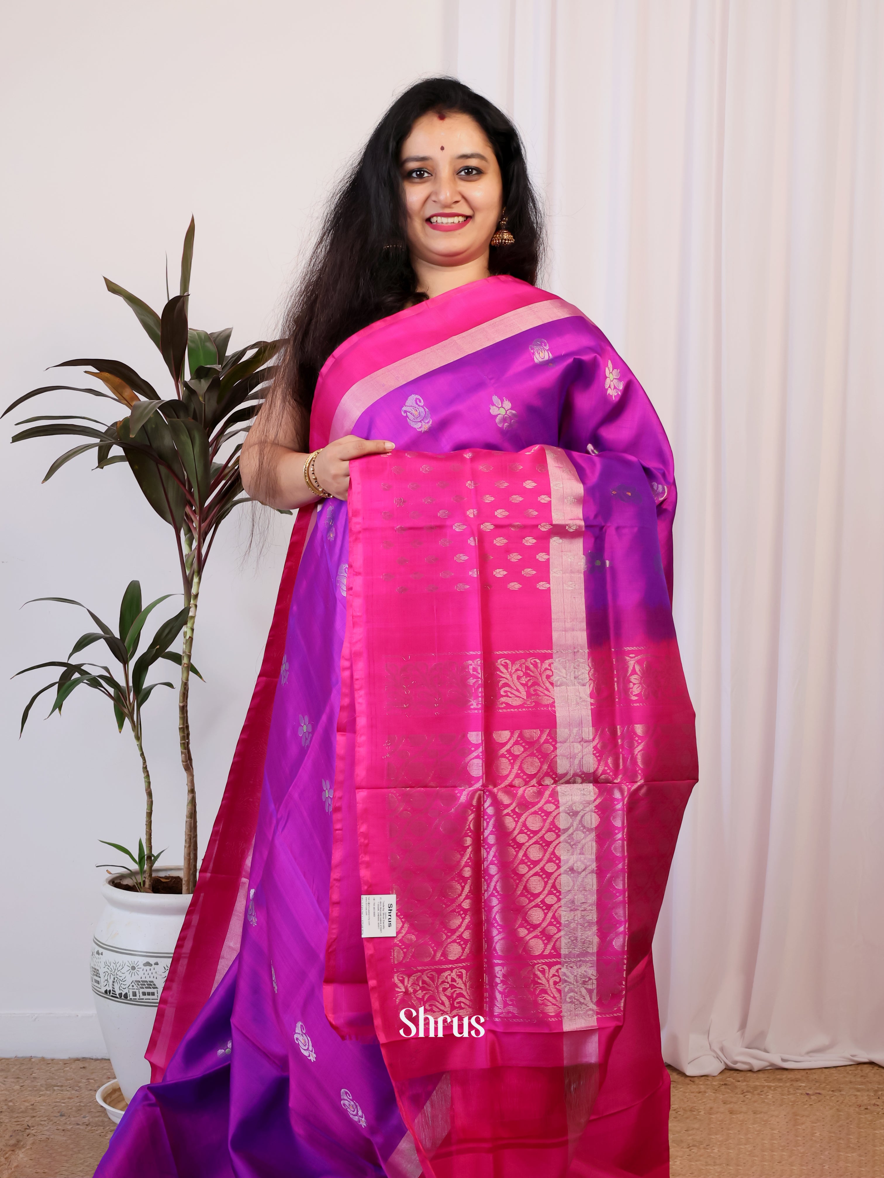 Purple & Pink  - Uppada silk Saree