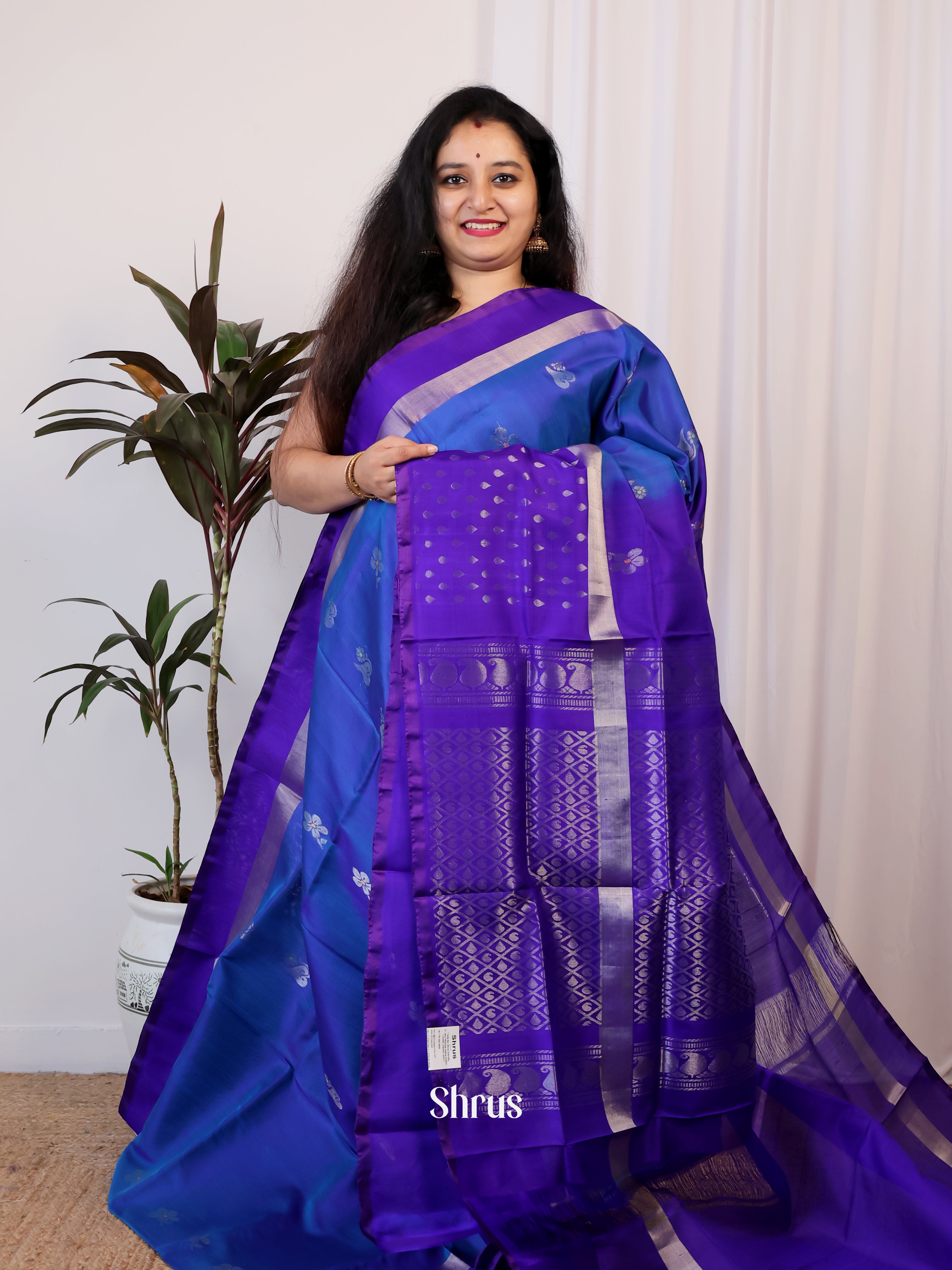 Blue & Violet - Uppada silk Saree