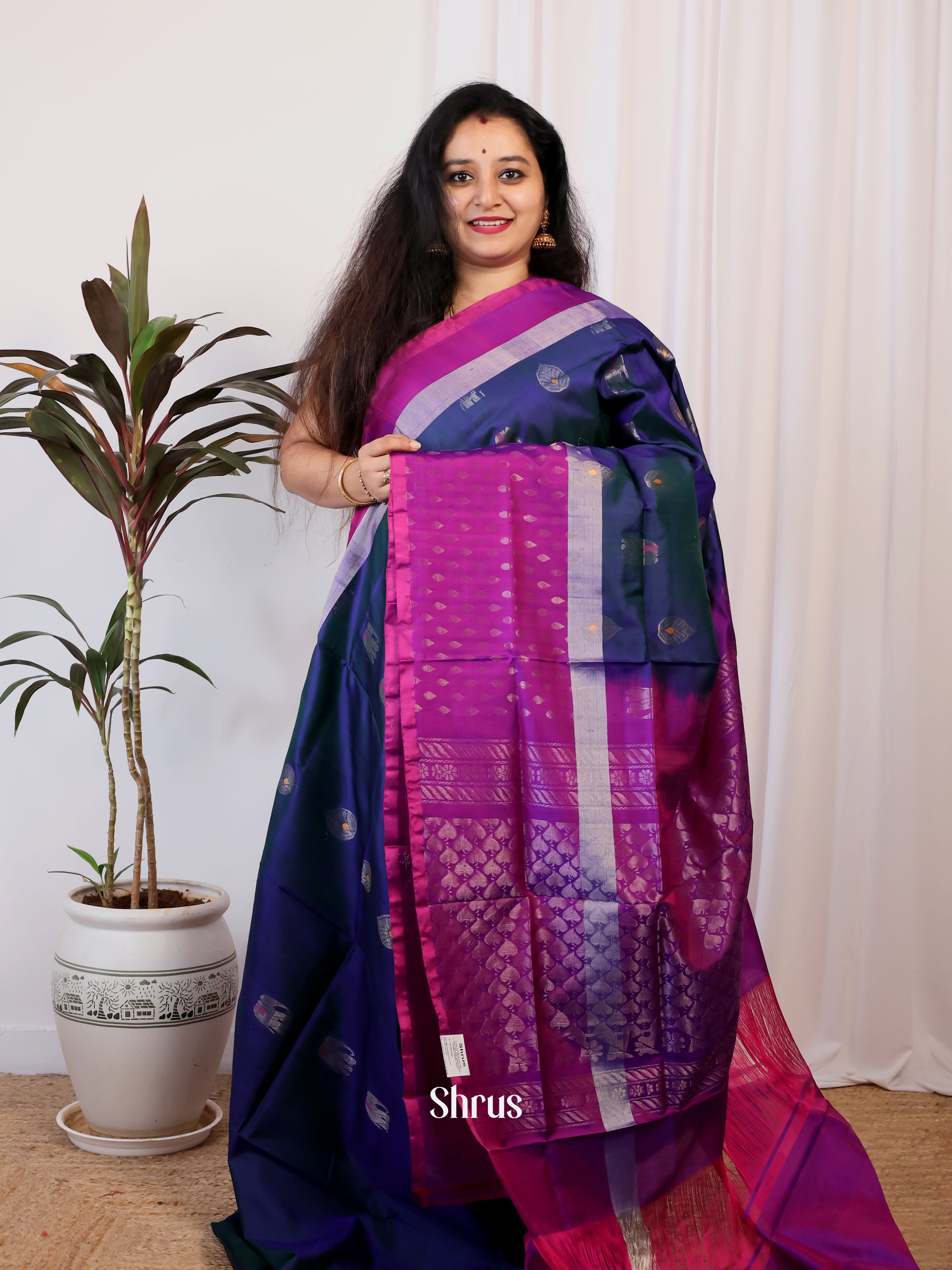 Blue & purple - Uppada silk Saree