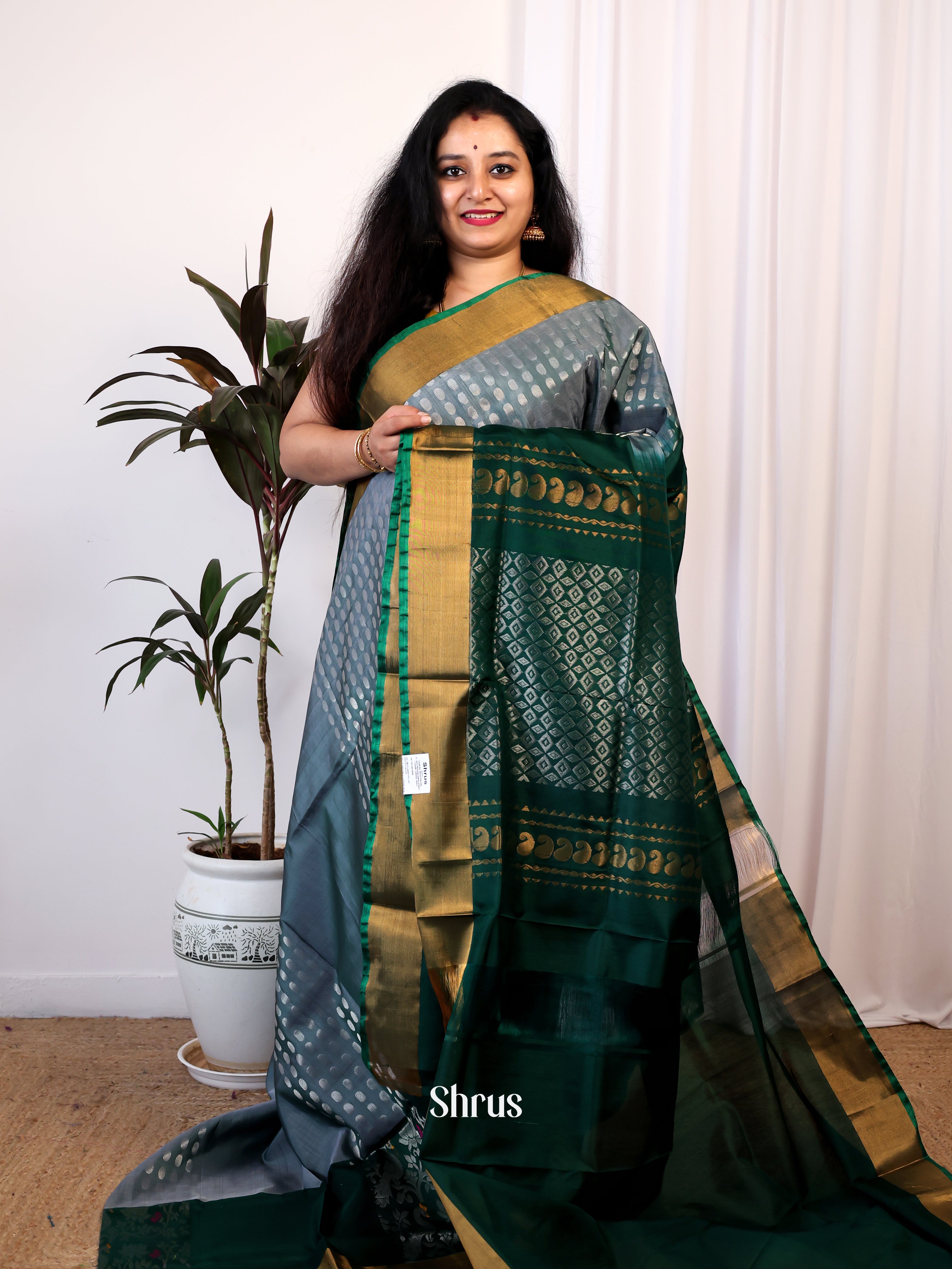 Grey & Green- Uppada silk Saree