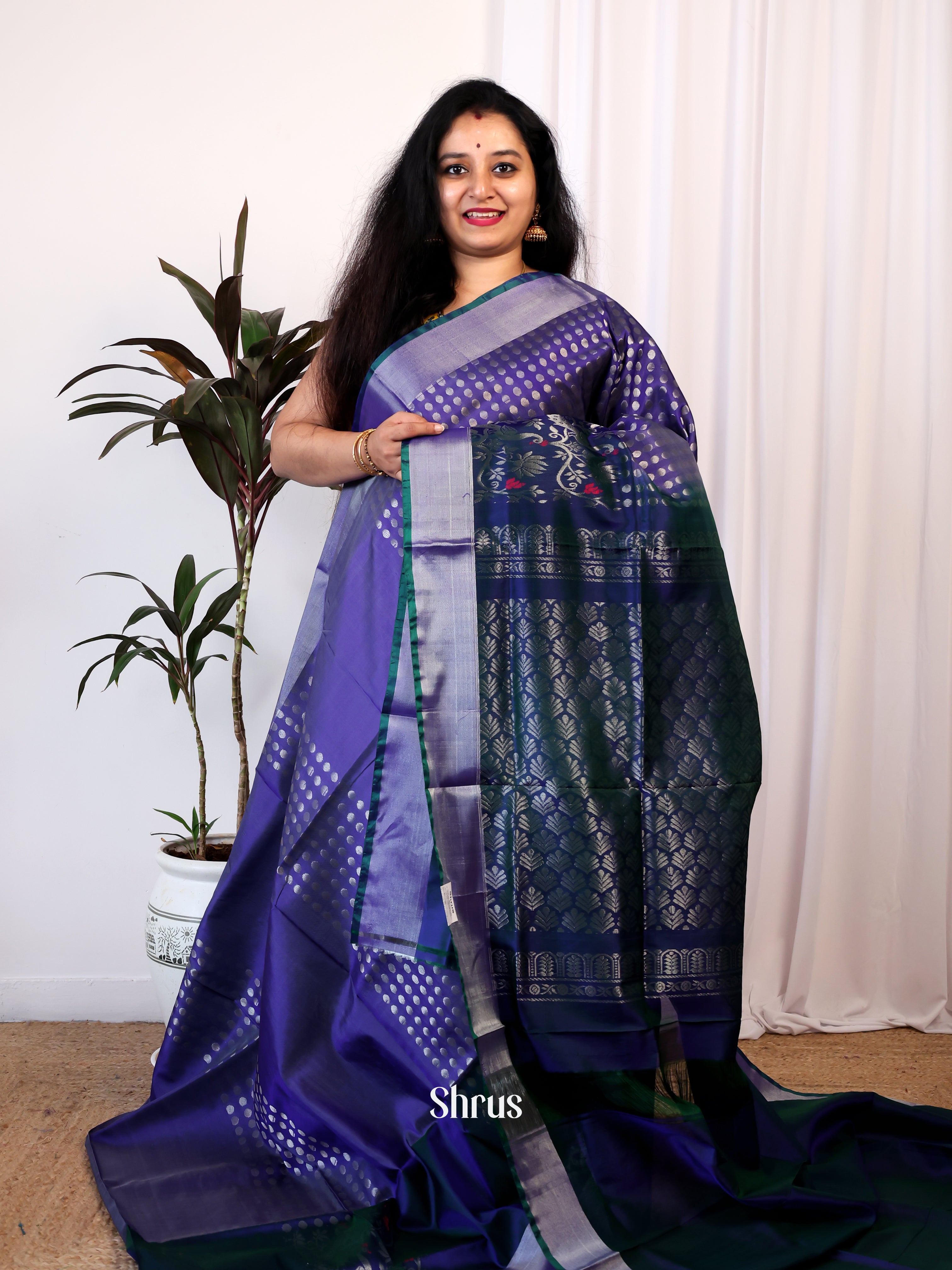 Purple & Blue - Uppada silk Saree