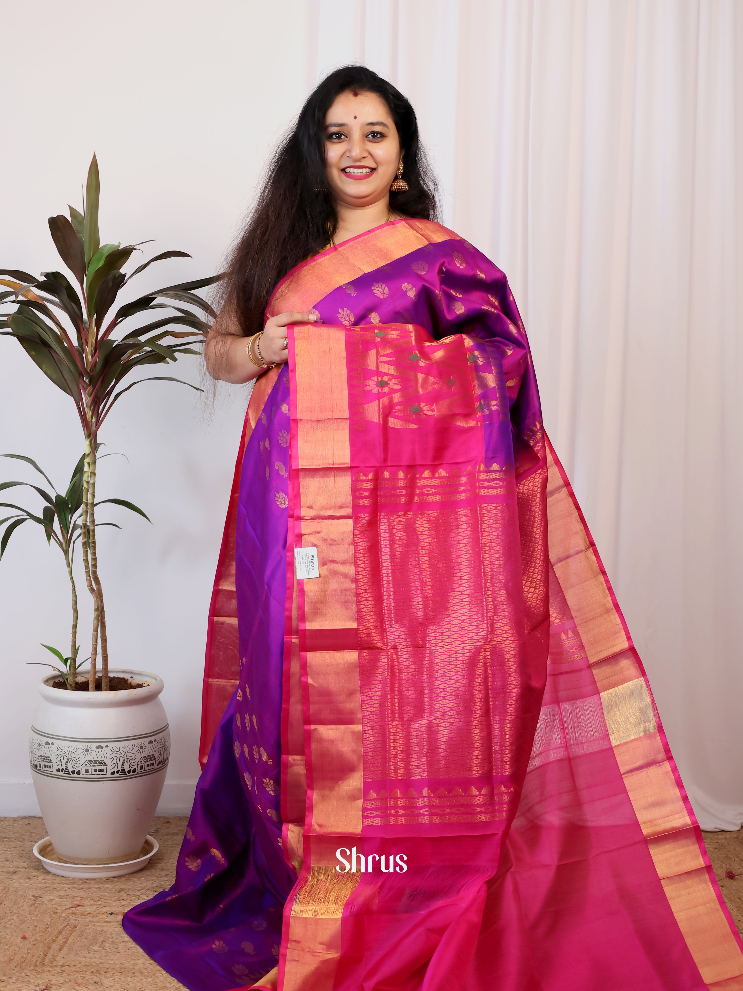 Purple & Pink - Uppada silk Saree