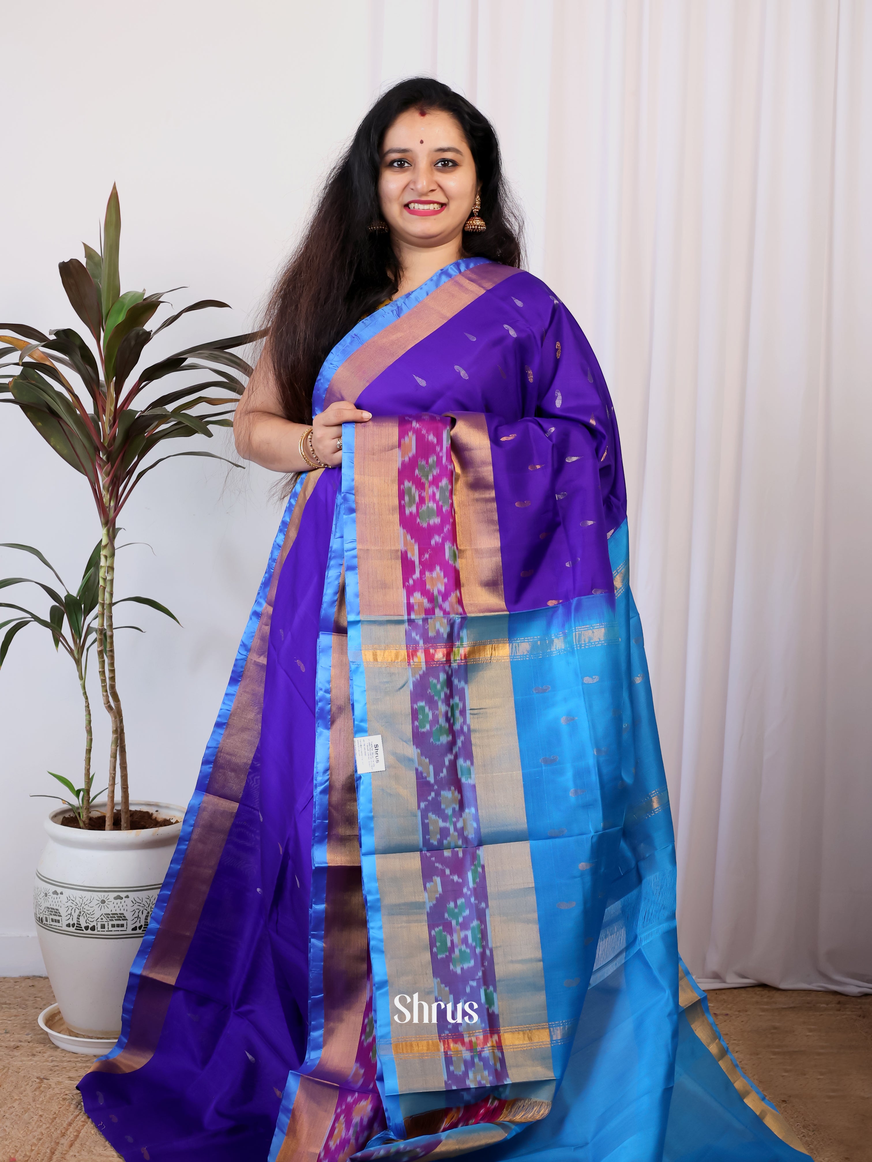 Violet & Blue - Uppada silk Saree