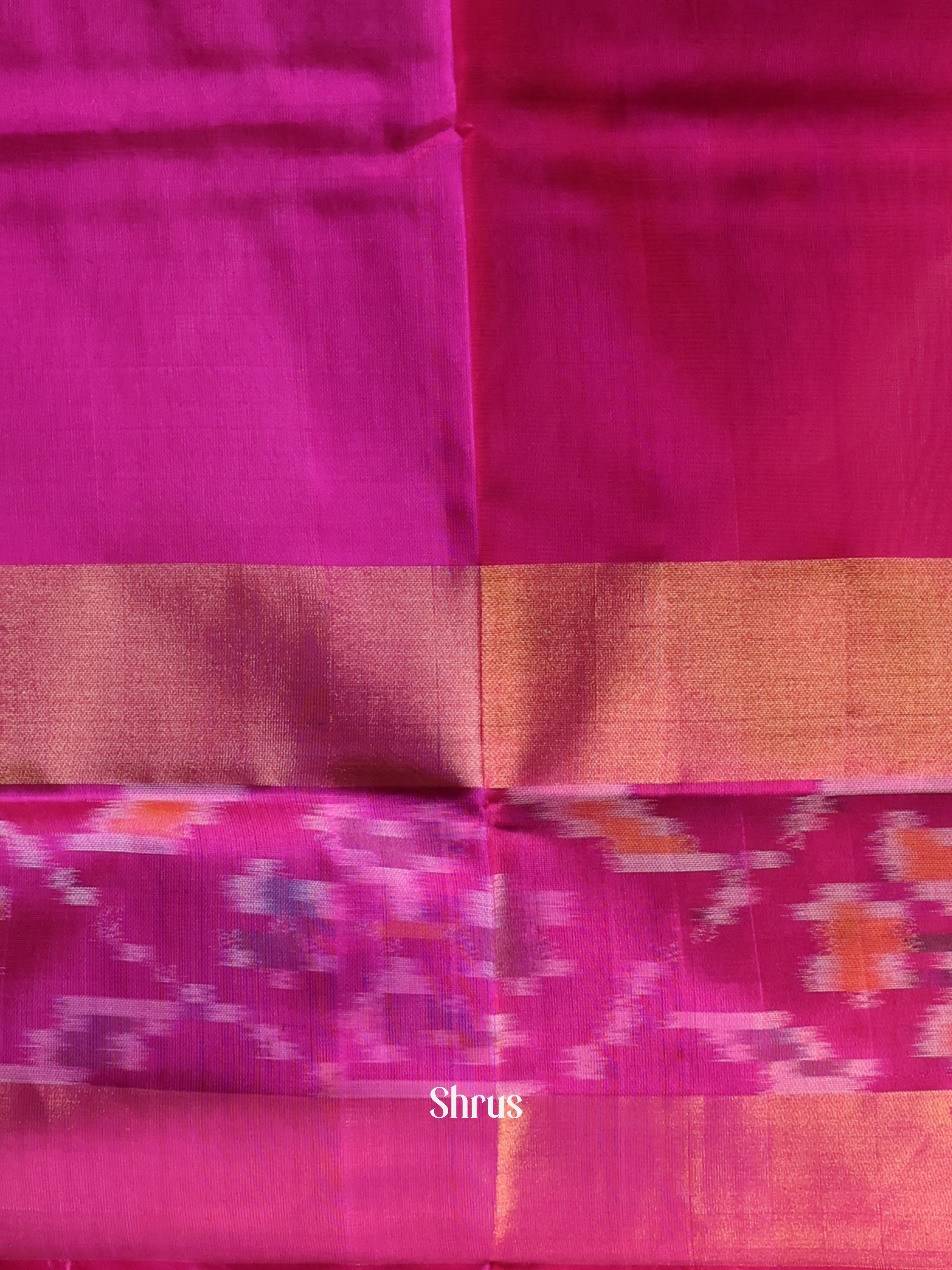 Cream & Pink - Uppada silk Saree