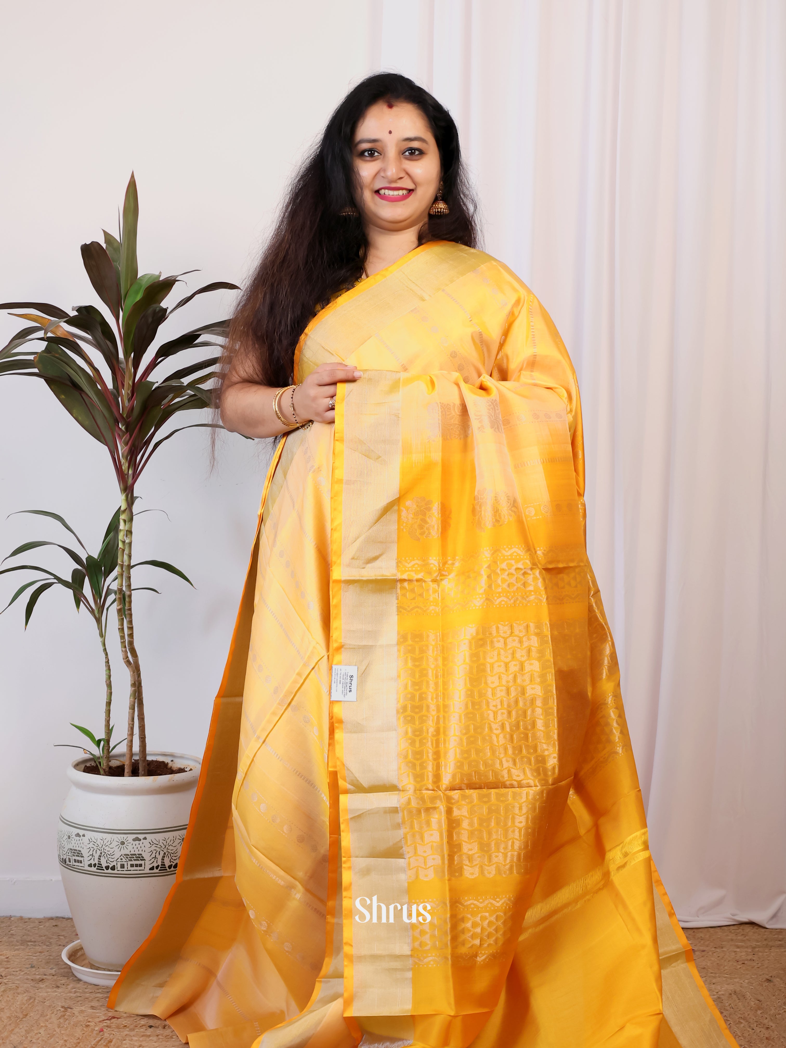 Yellow - Uppada silk Saree