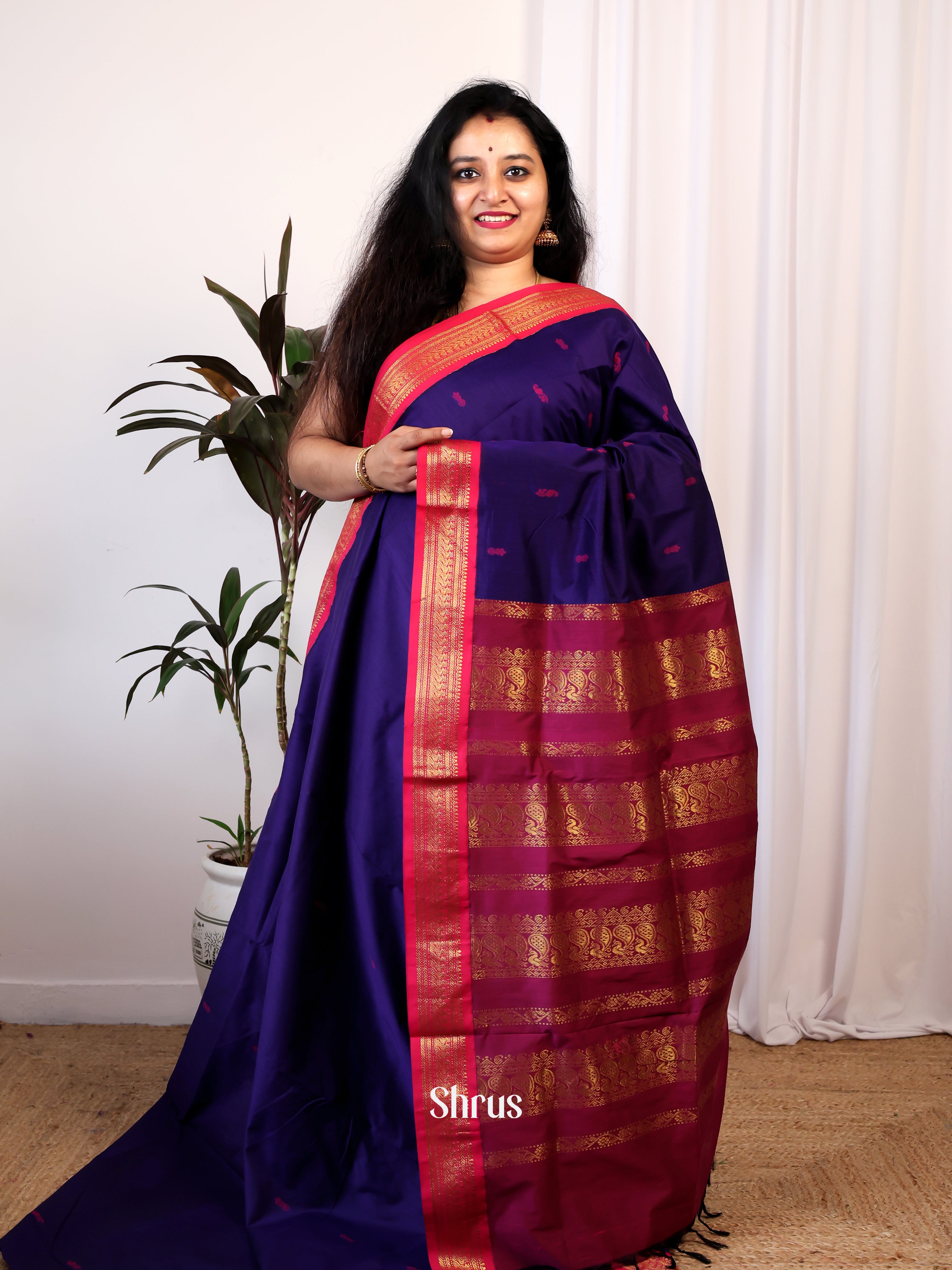 Blue & Purple - Kalyani Cotton Saree