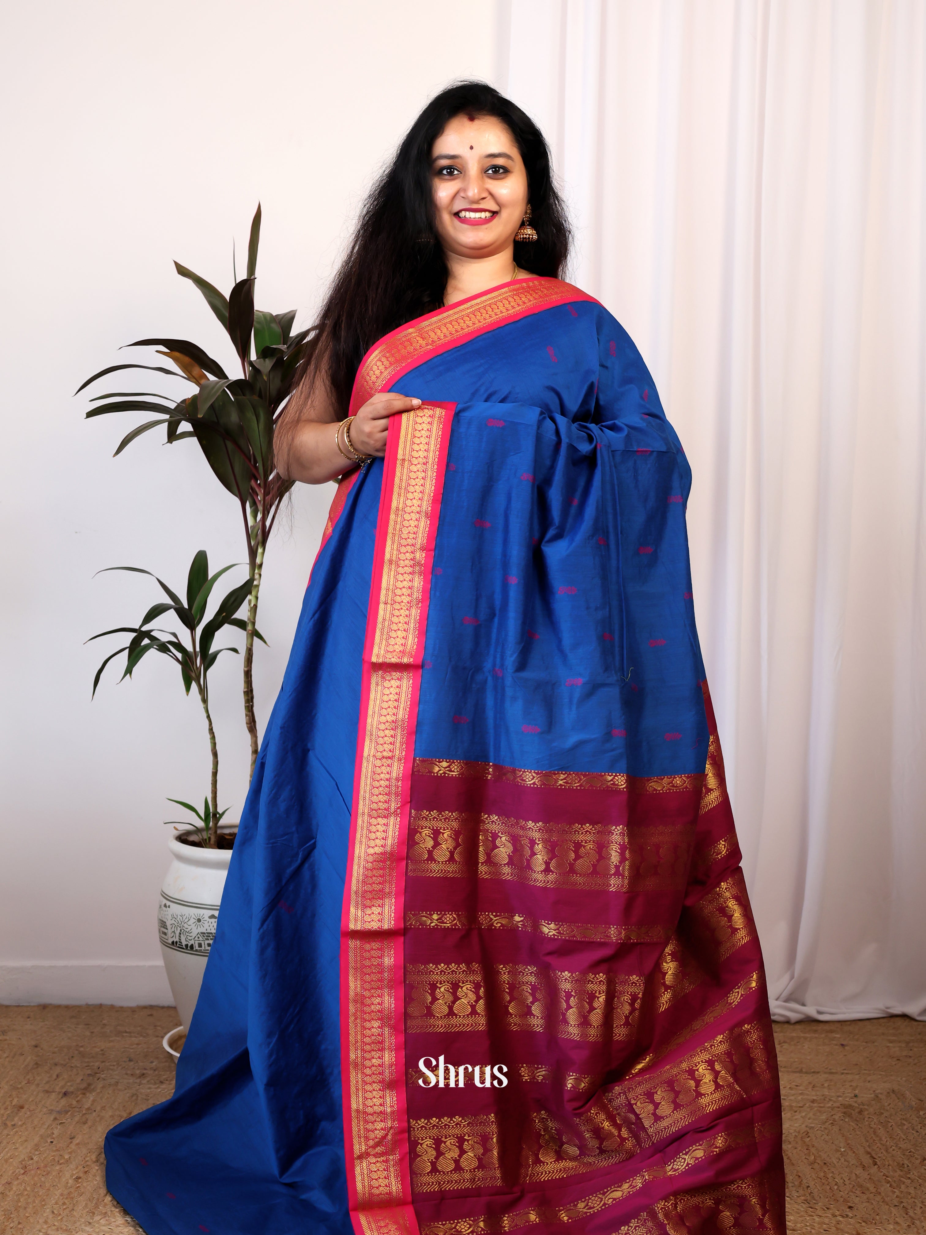 Blue & Purple - Kalyani Cotton Saree