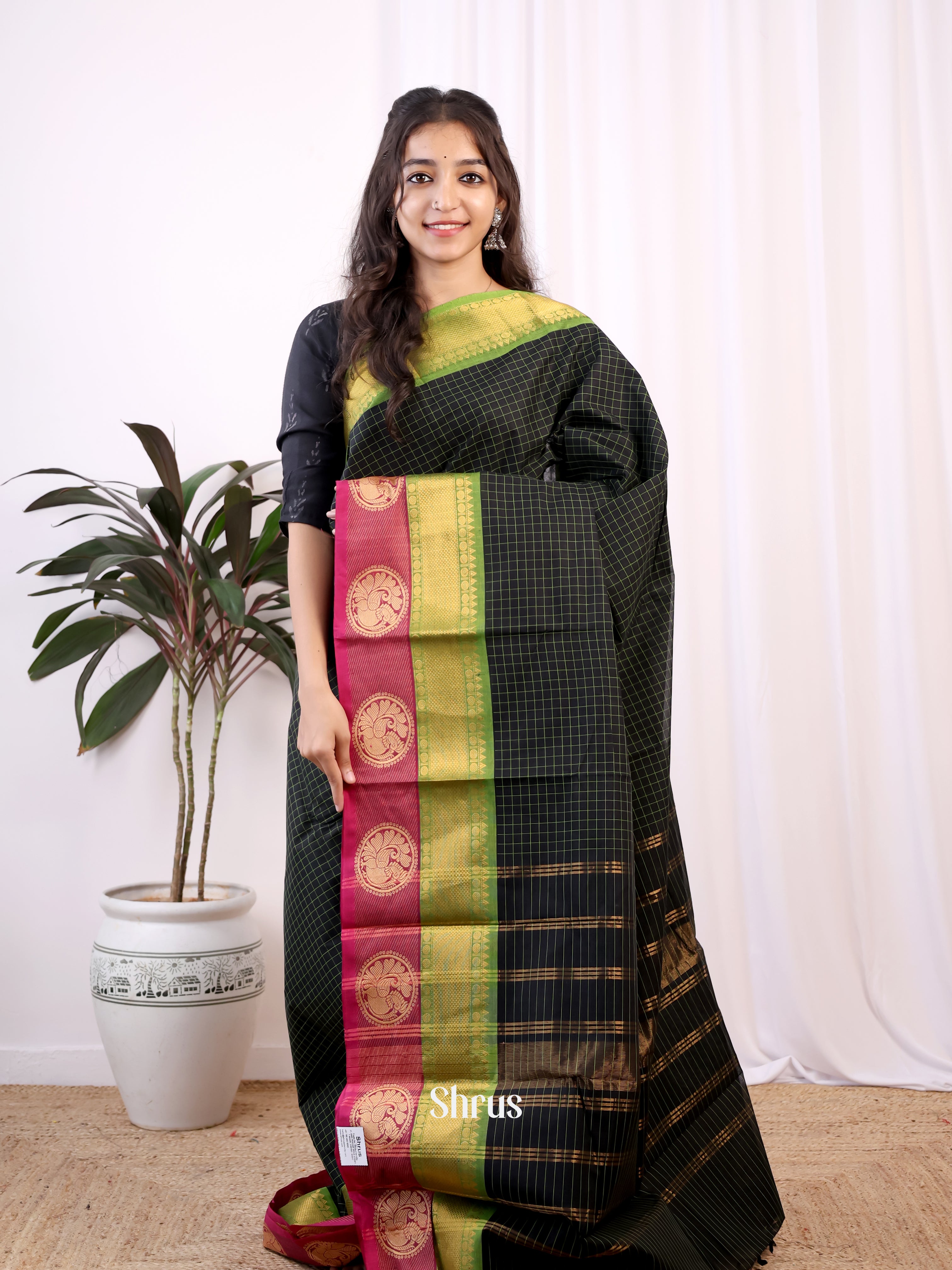 Black & Green - Chettinad Cotton Saree