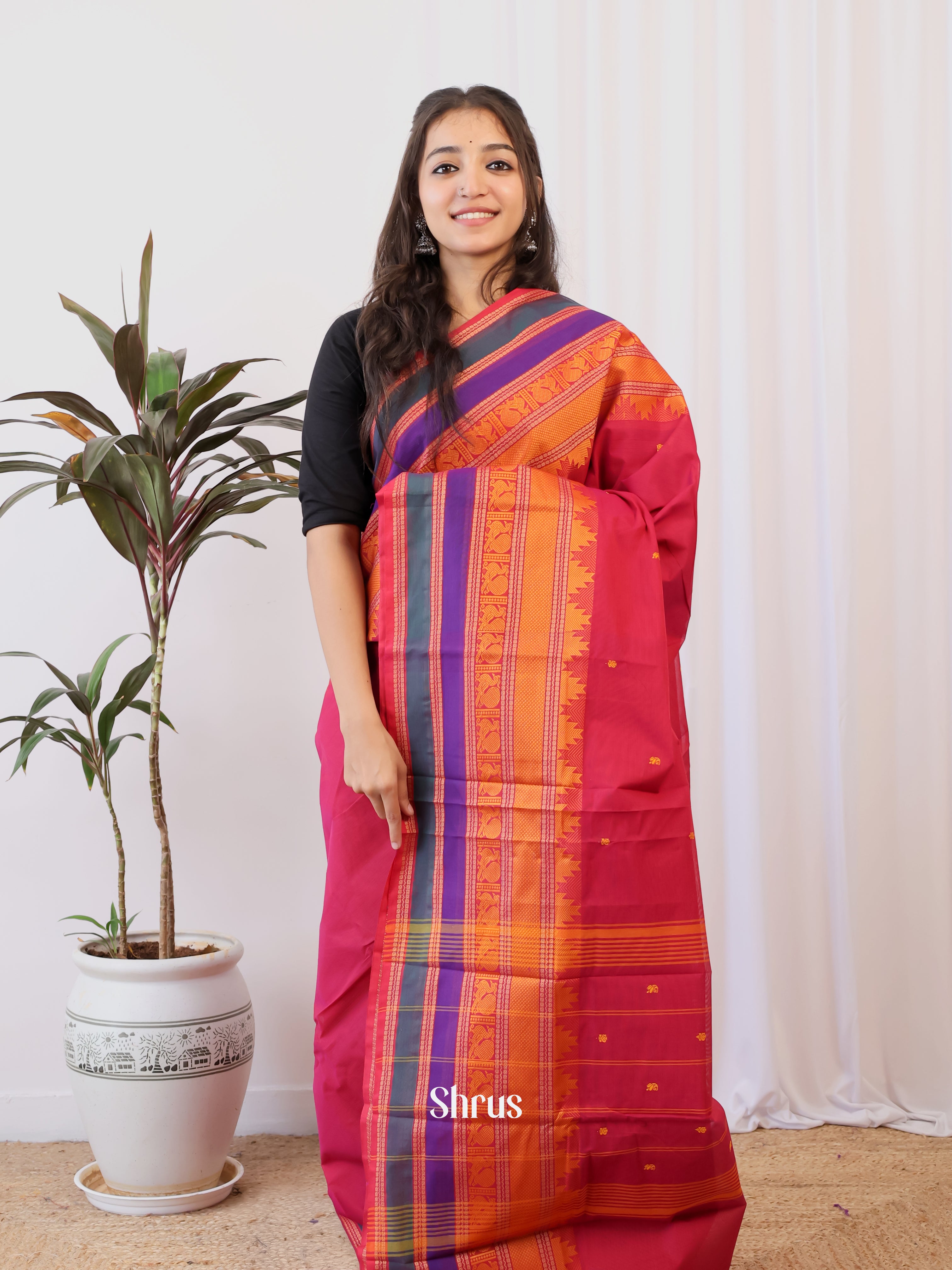 Red & Purple - Chettinad Cotton Saree