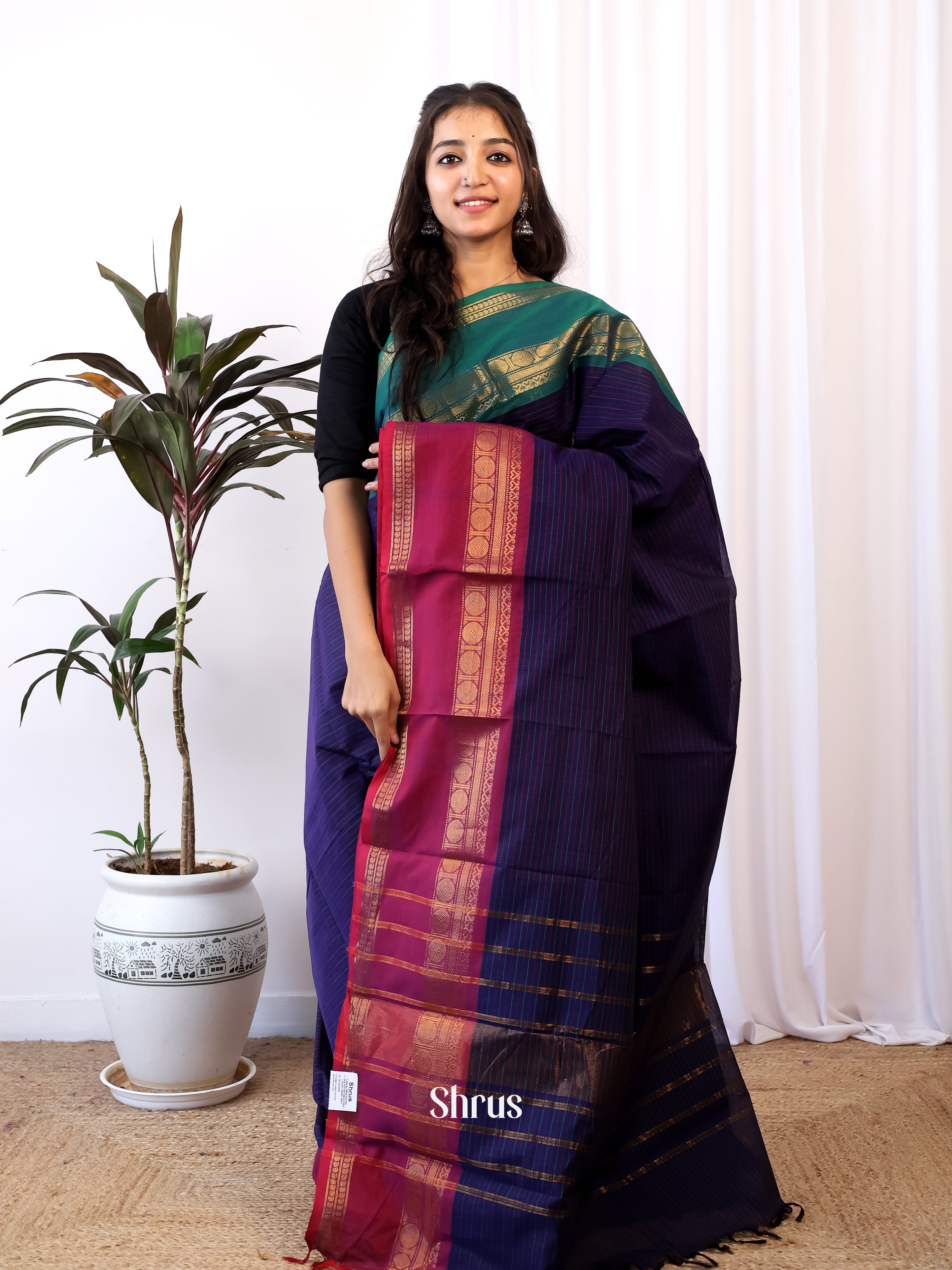 Violet & Green - Chettinad Cotton Saree