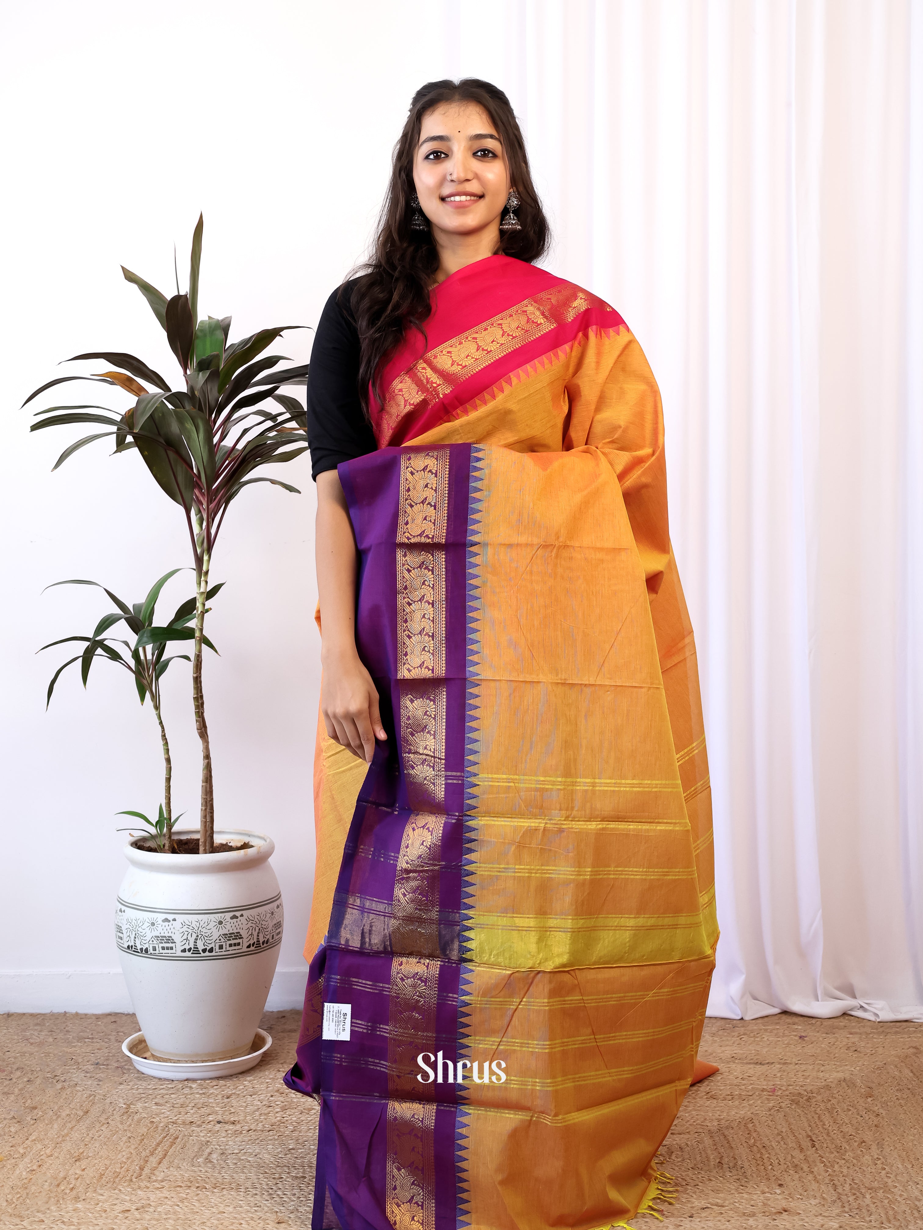 Mustard & Violet - Chettinad Cotton Saree