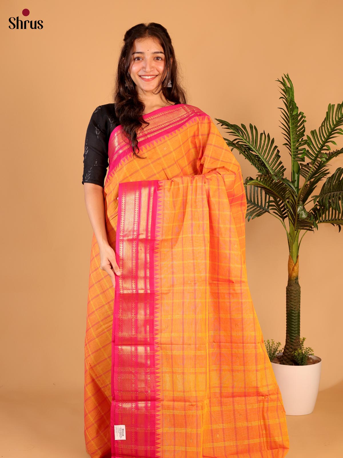 Orange & Pink- Chettinad Cotton Sare