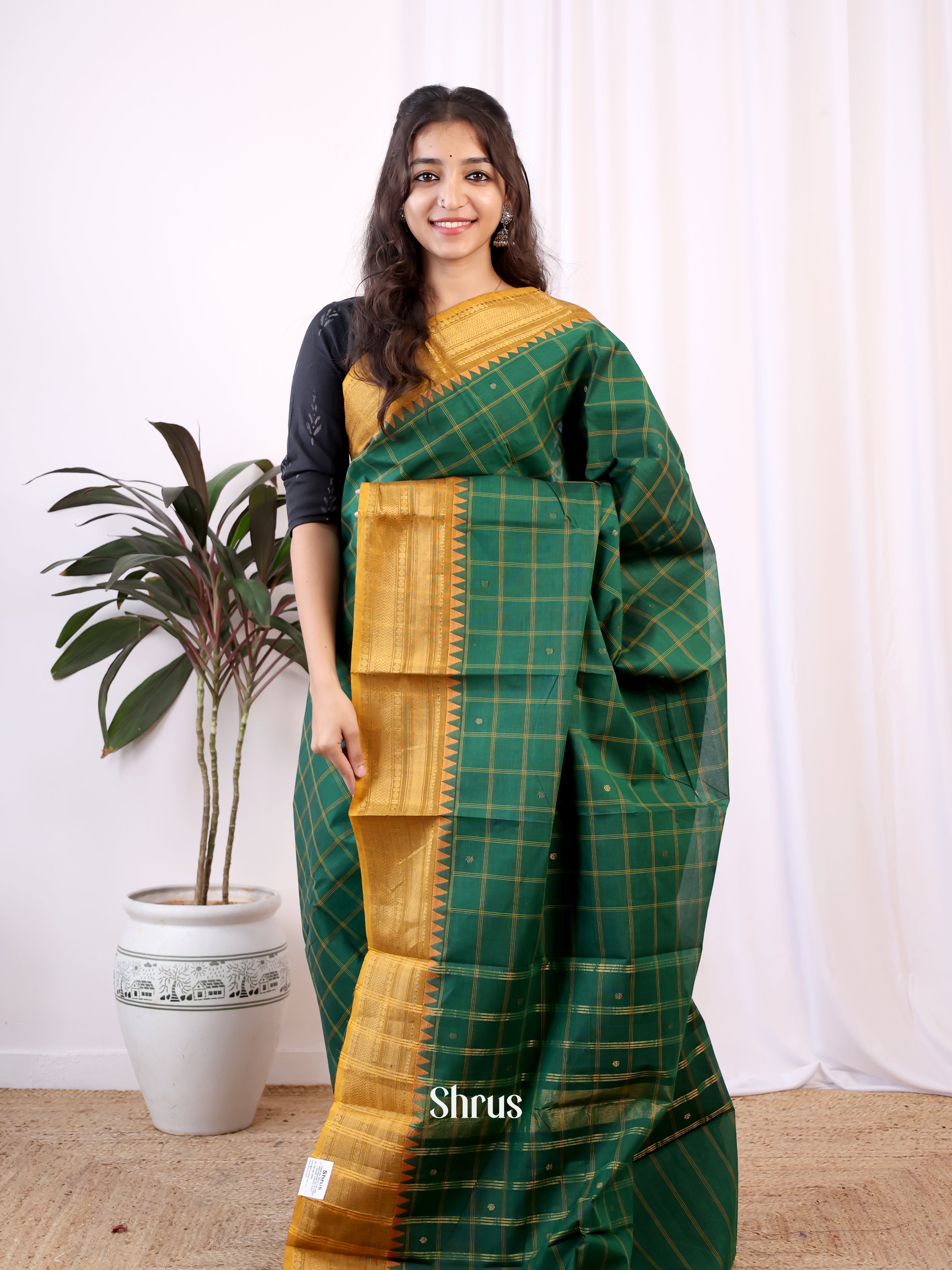 Green & Mustard- Chettinad Cotton Saree